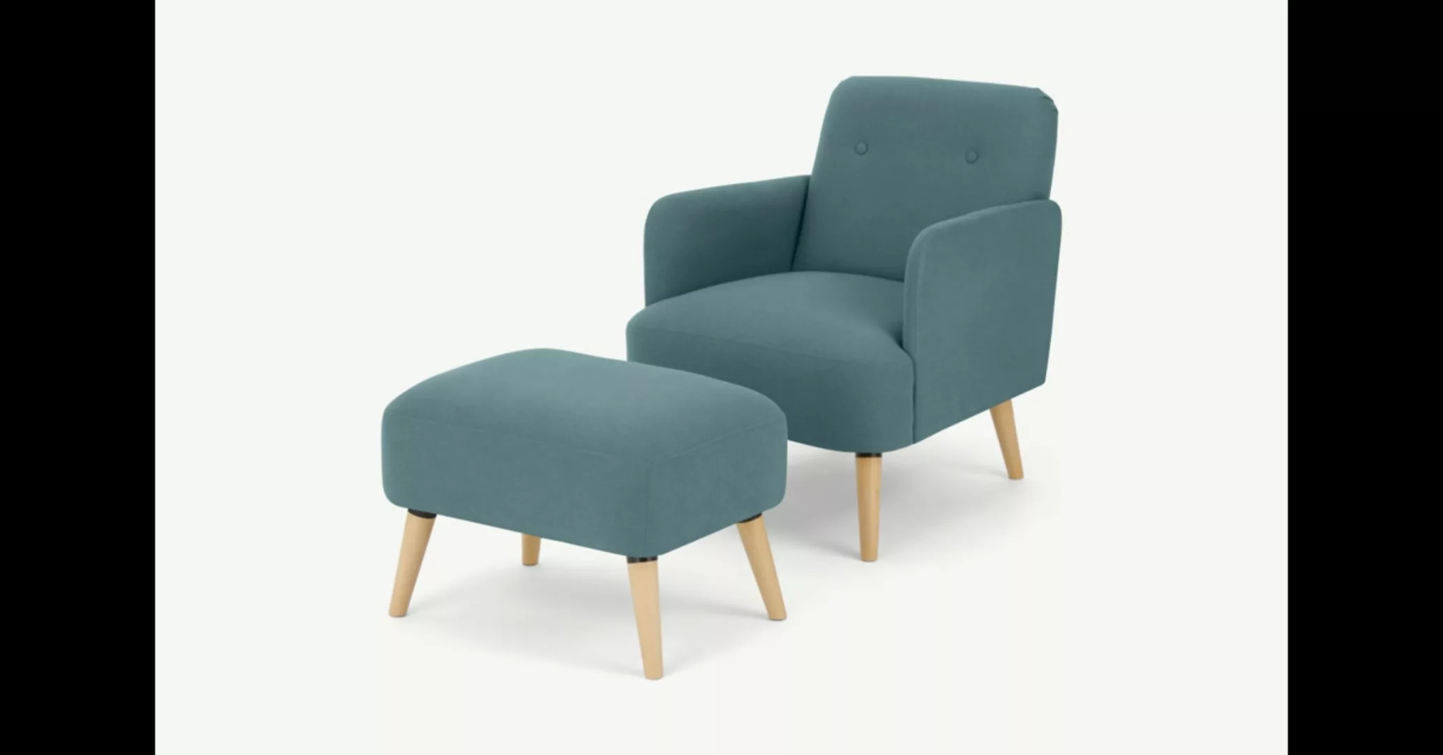 Elvi Sessel mit Hocker, Sorbetblau - MADE.com günstig online kaufen