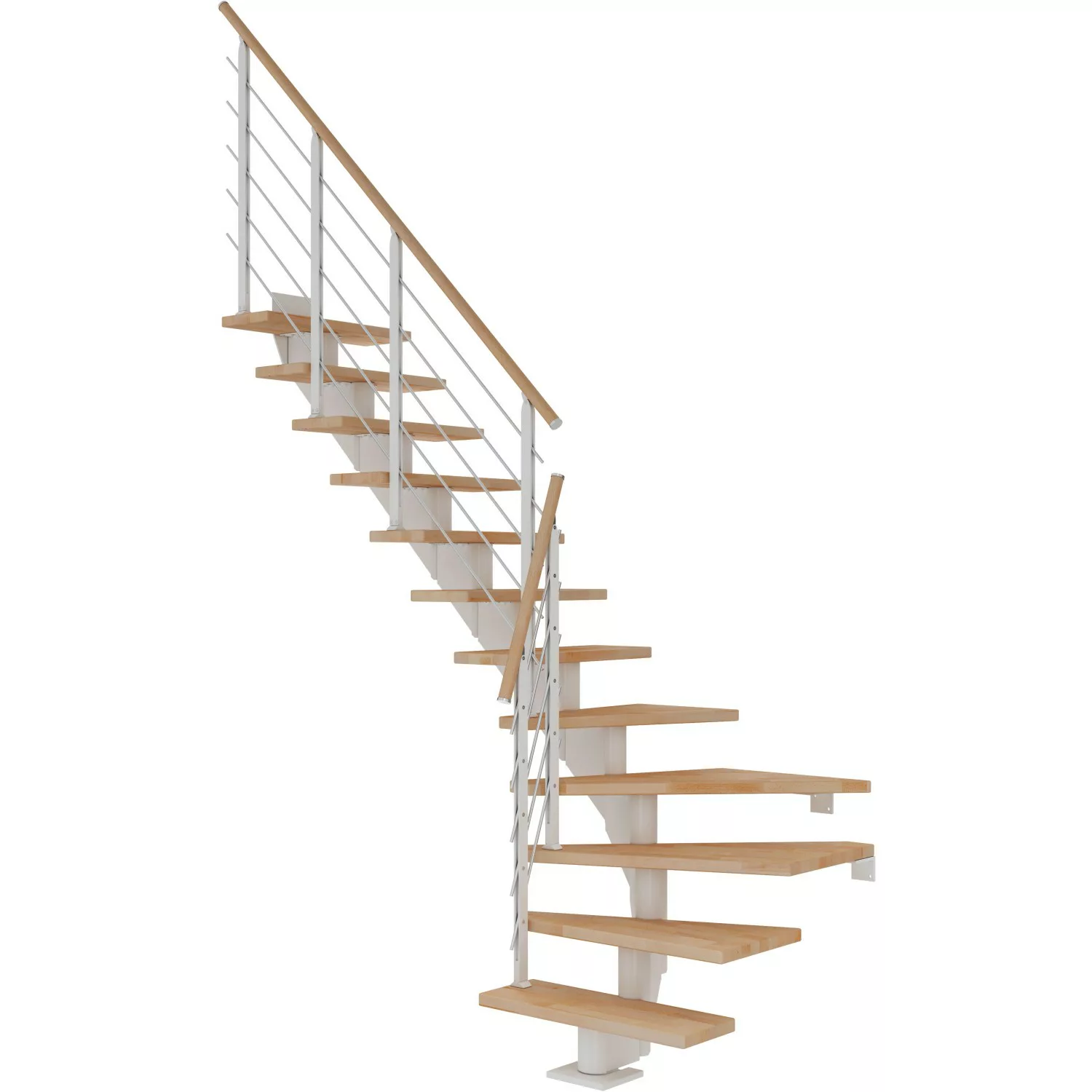 Dolle Mittelholmtreppe Hamburg Buche Weiß GH bis 279 cm 1/4 Gewendelt 85 cm günstig online kaufen