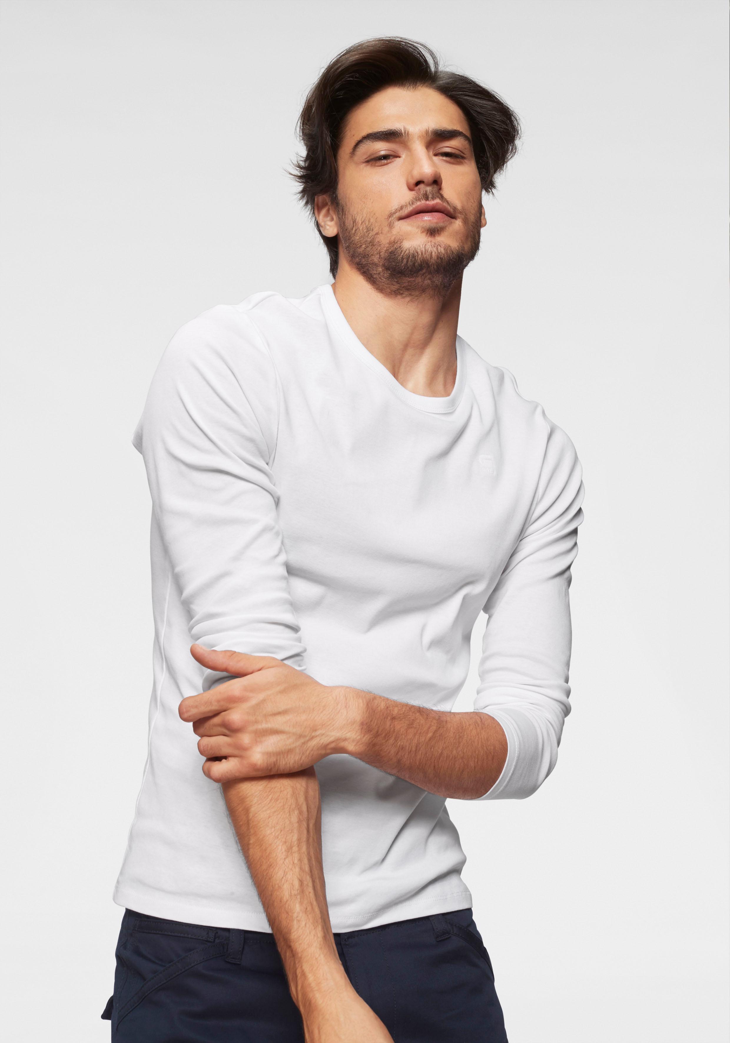 G-star Base Ribbed Neck Premium 1 By 1 Langarm-t-shirt S White günstig online kaufen