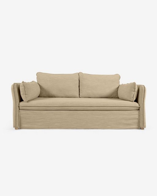 Natur24 Schlafsofa Schlafsofa Tanit beige und Beine Buchenholz 210cm Sitzga günstig online kaufen