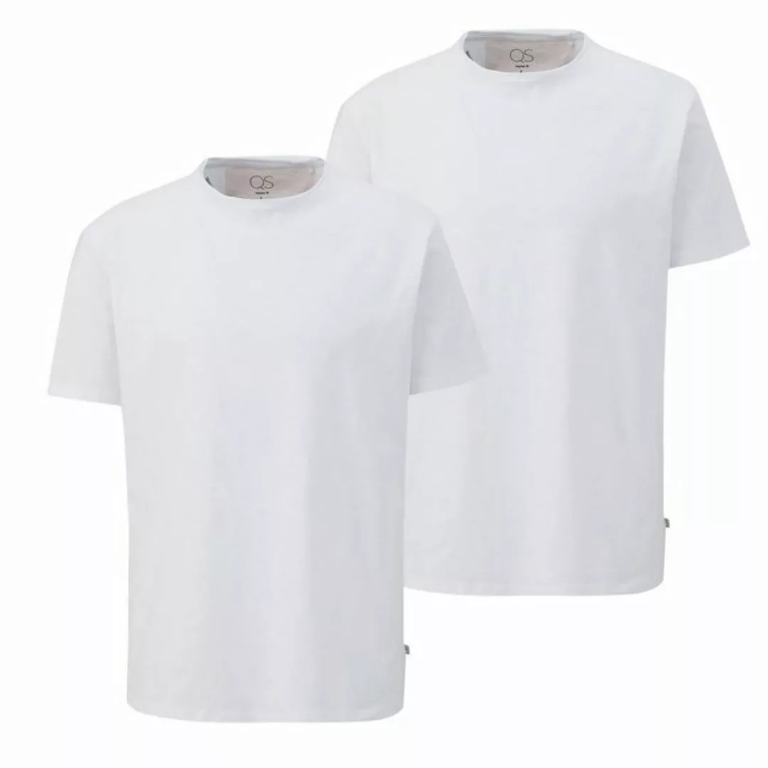 QS T-Shirt Basic Shirt (2-tlg) Rundhals, Rollsaum günstig online kaufen