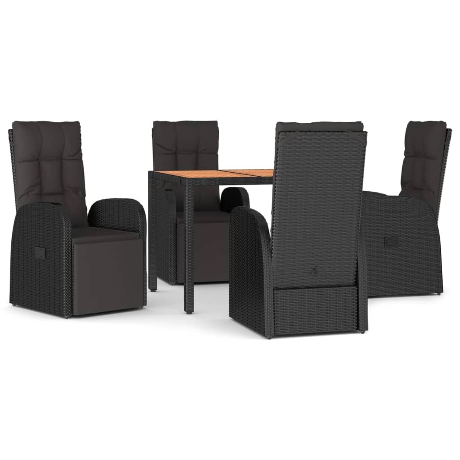 Vidaxl 5-tlg. Garten-essgruppe Schwarz Poly Rattan & Massivholz Akazie günstig online kaufen