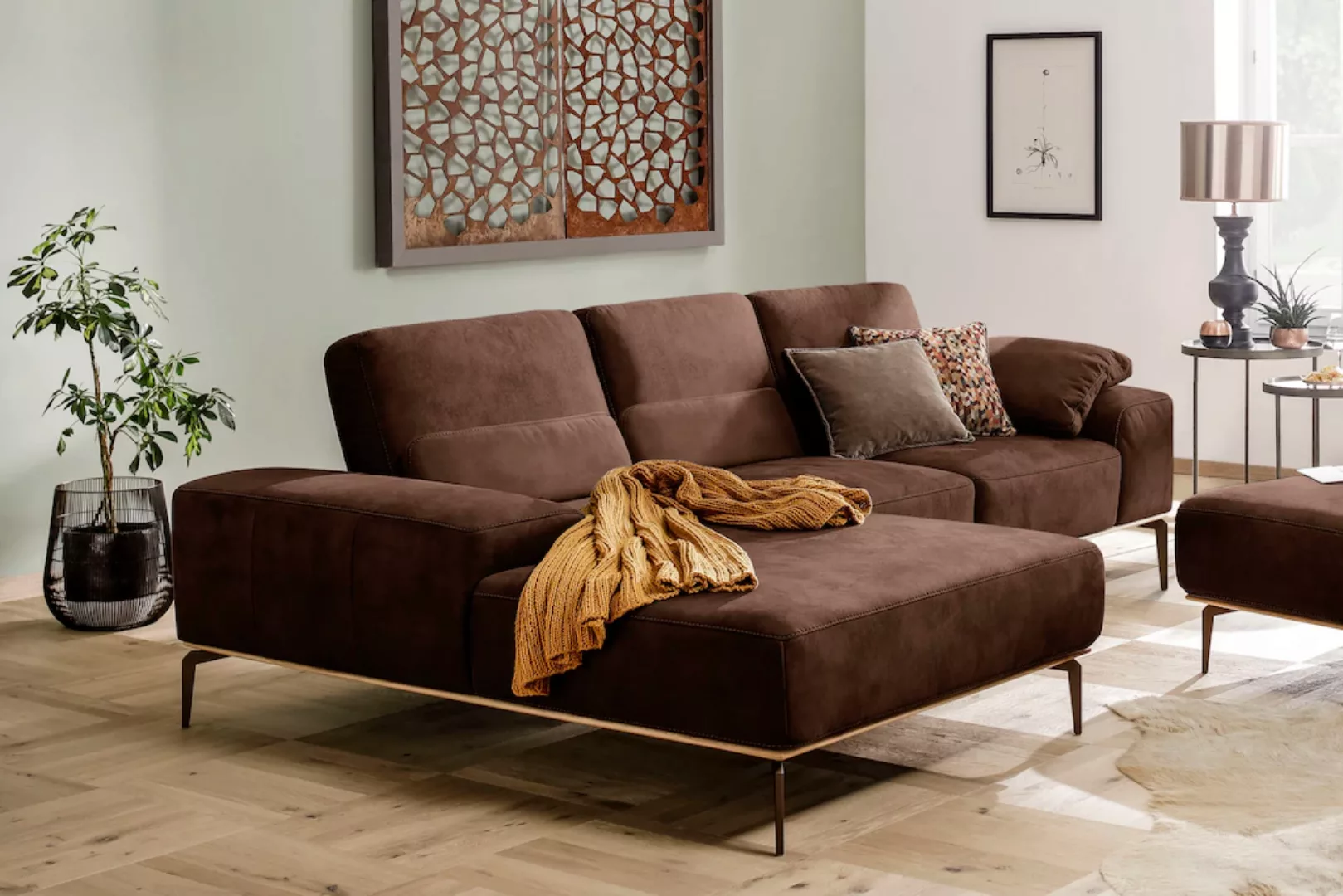 W.SCHILLIG Ecksofa run, mit Holzsockel, Füße in Bronze pulverbeschichtet, B günstig online kaufen