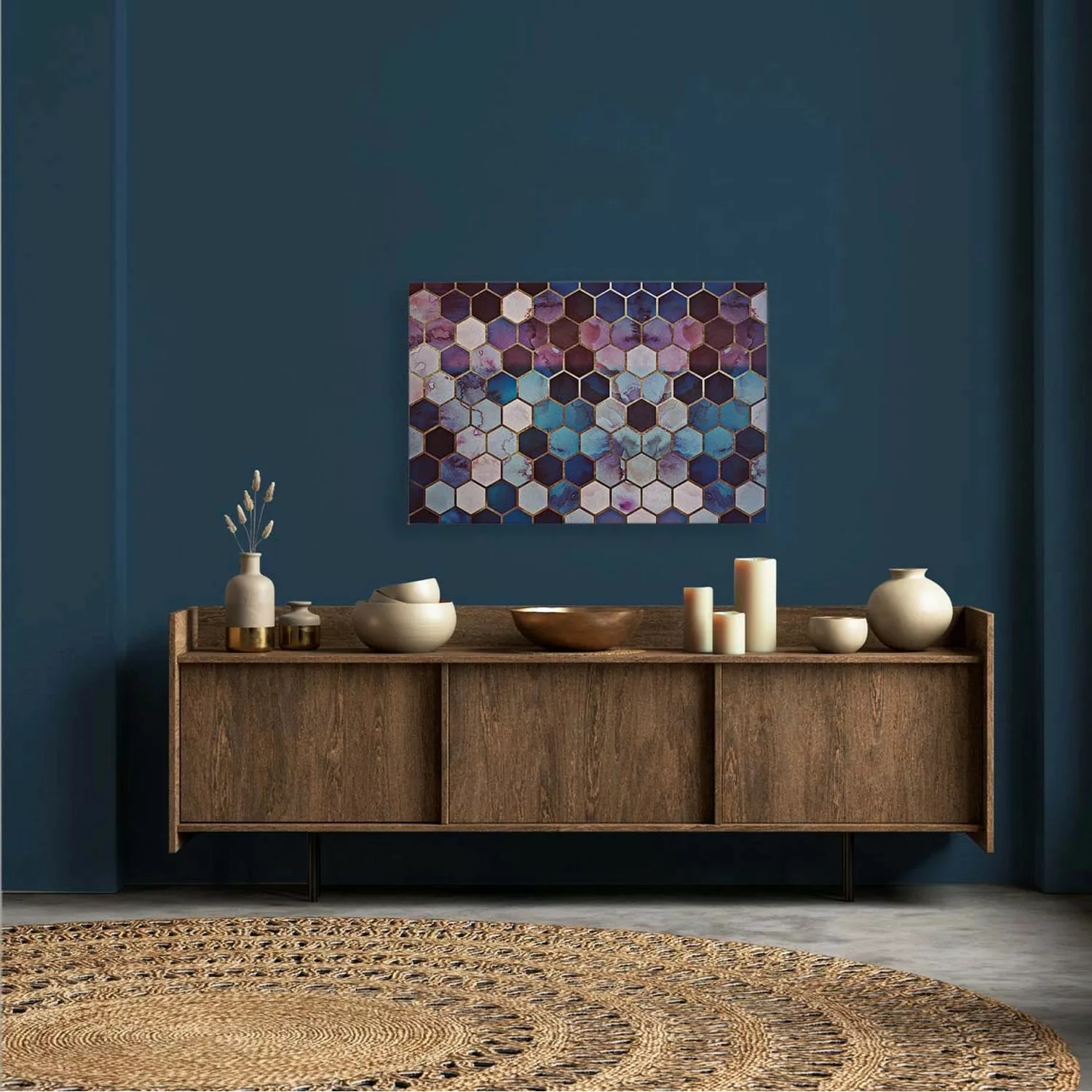 Bricoflor Wandbilder Mit Hexagon Muster Deko Leinwandbild In Aquarell Optik günstig online kaufen