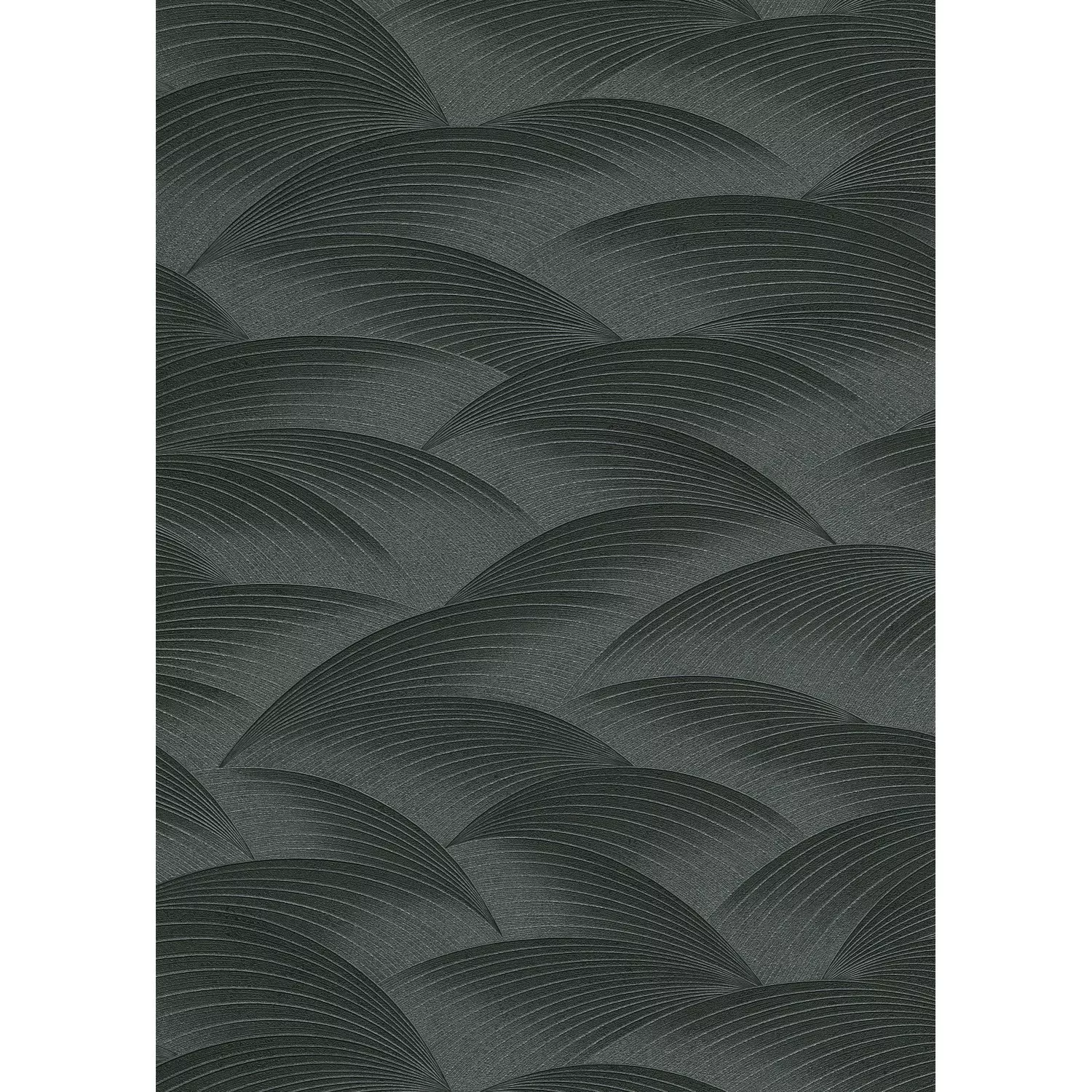 Bricoflor Schwarze Tapete mit Wellenmuster Modern Ideal für Büro und Küche günstig online kaufen