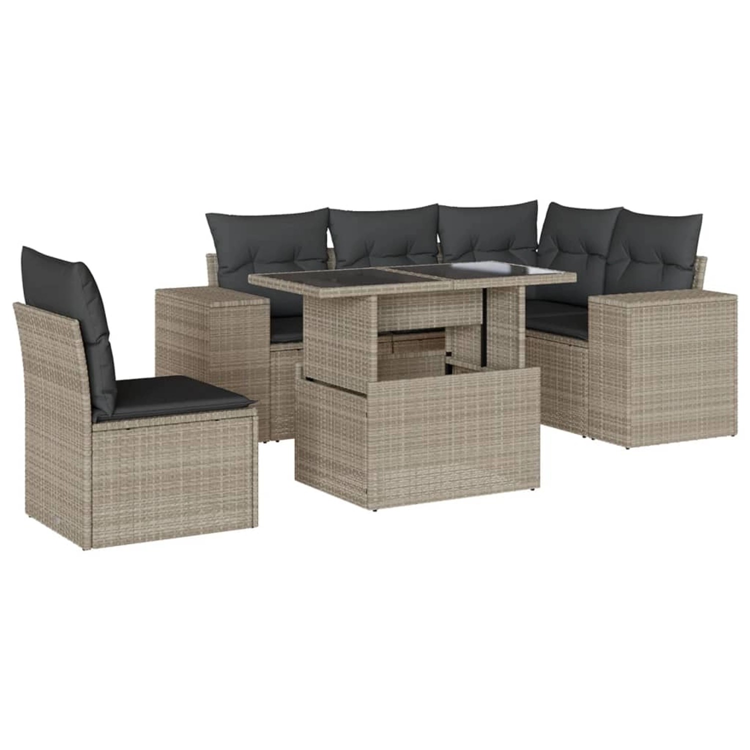vidaXL 6-Tlg Garten-Sofagarnitur mit Kissen Hellgrau Poly Rattan 3269172 günstig online kaufen