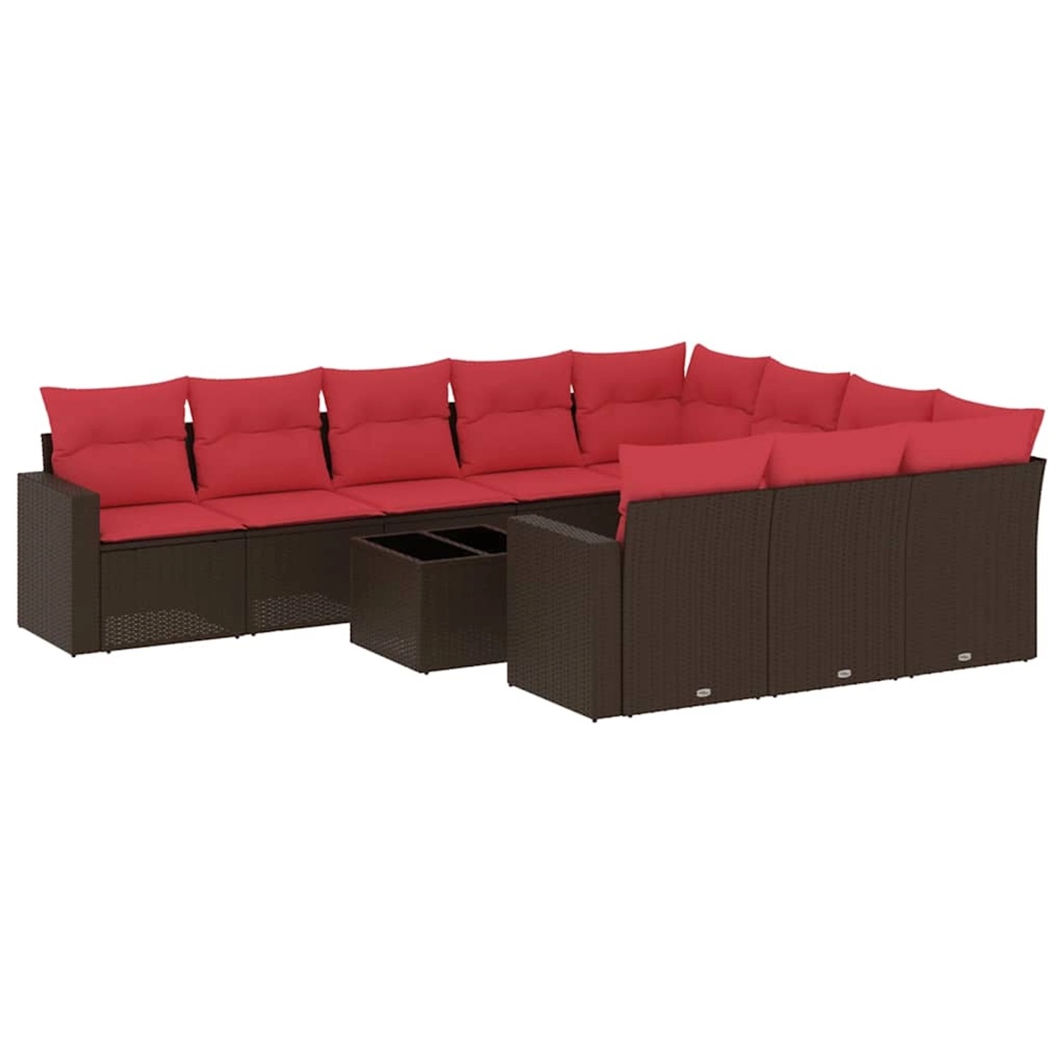 vidaXL 11-Tlg Garten-Sofagarnitur mit Kissen Braun Poly Rattan 3219494 günstig online kaufen