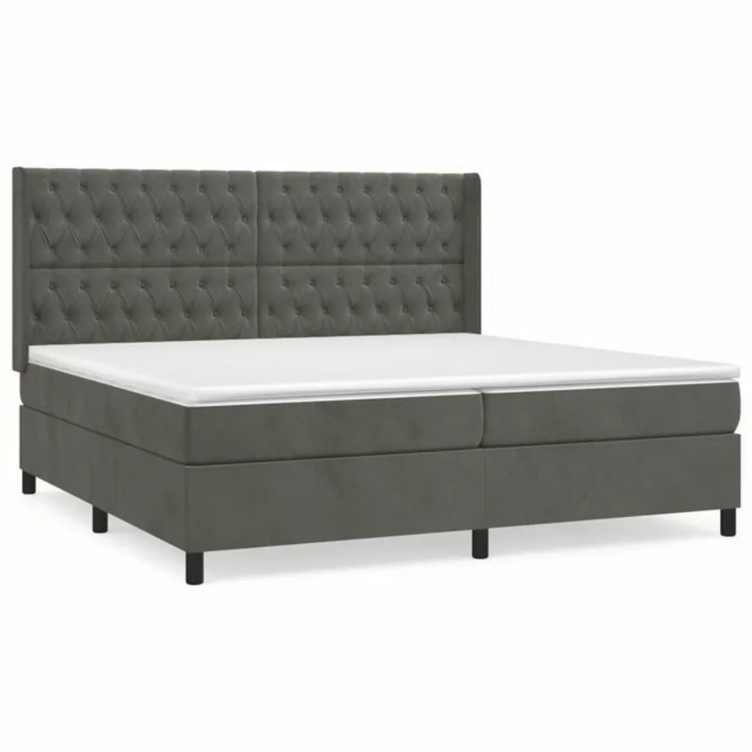 furnicato Bett Boxspringbett mit Matratze Dunkelgrau 200x200 cm Samt (1-tlg günstig online kaufen