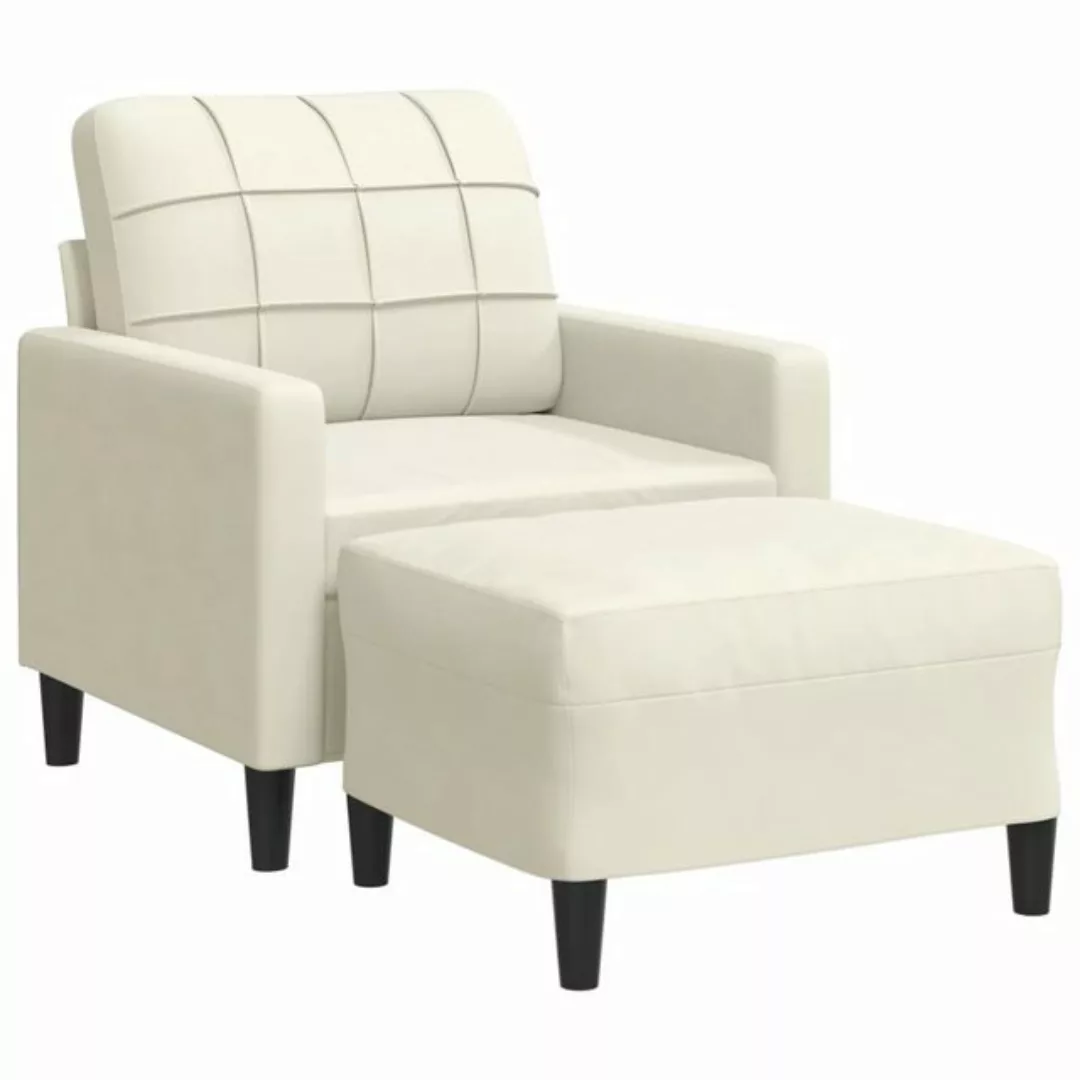 vidaXL Sofa Sessel mit Hocker Creme 60 cm Samt günstig online kaufen