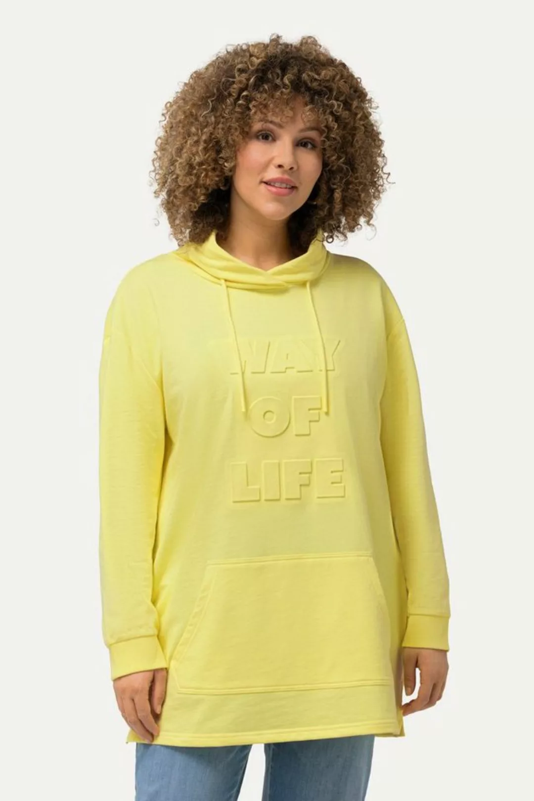 Ulla Popken Sweatshirt Sweatshirt 3D-Prägung Oversized Stehkragen Langarm günstig online kaufen