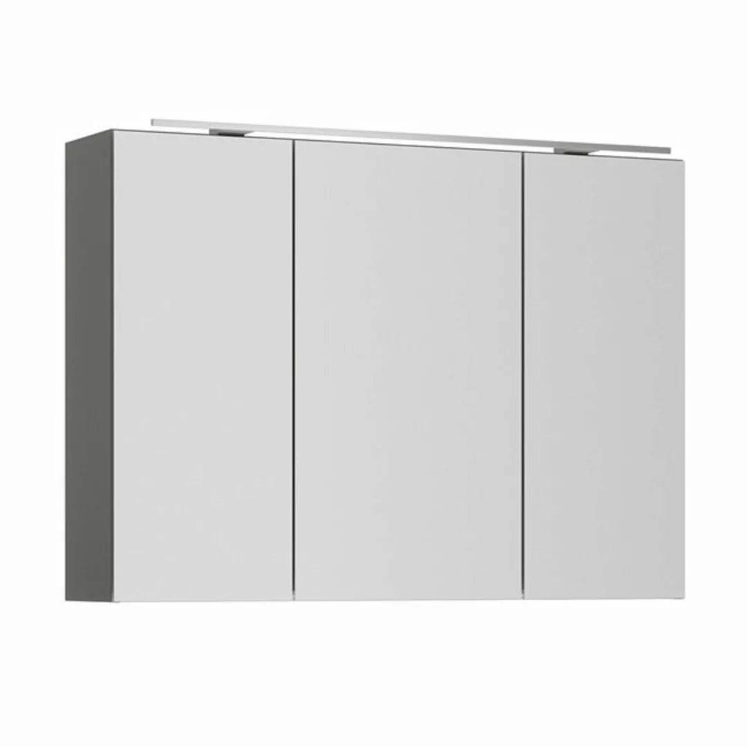 Lomadox Spiegelschrank PALERMO-136-GREY grau 100cm breit mit LED Aufsatzleu günstig online kaufen