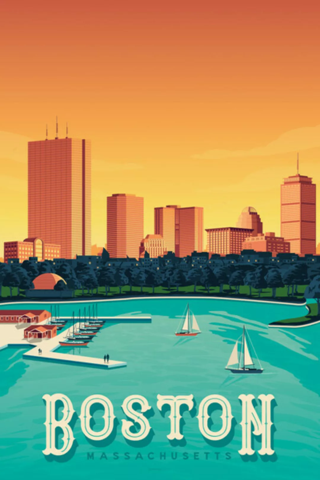 Poster / Leinwandbild - Boston Vintage Travel Wandbild günstig online kaufen