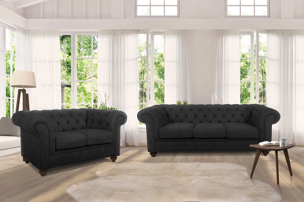 Home affaire Chesterfield-Sofa "Duc 3-Sitzer", hochwertige Knopfheftung im günstig online kaufen