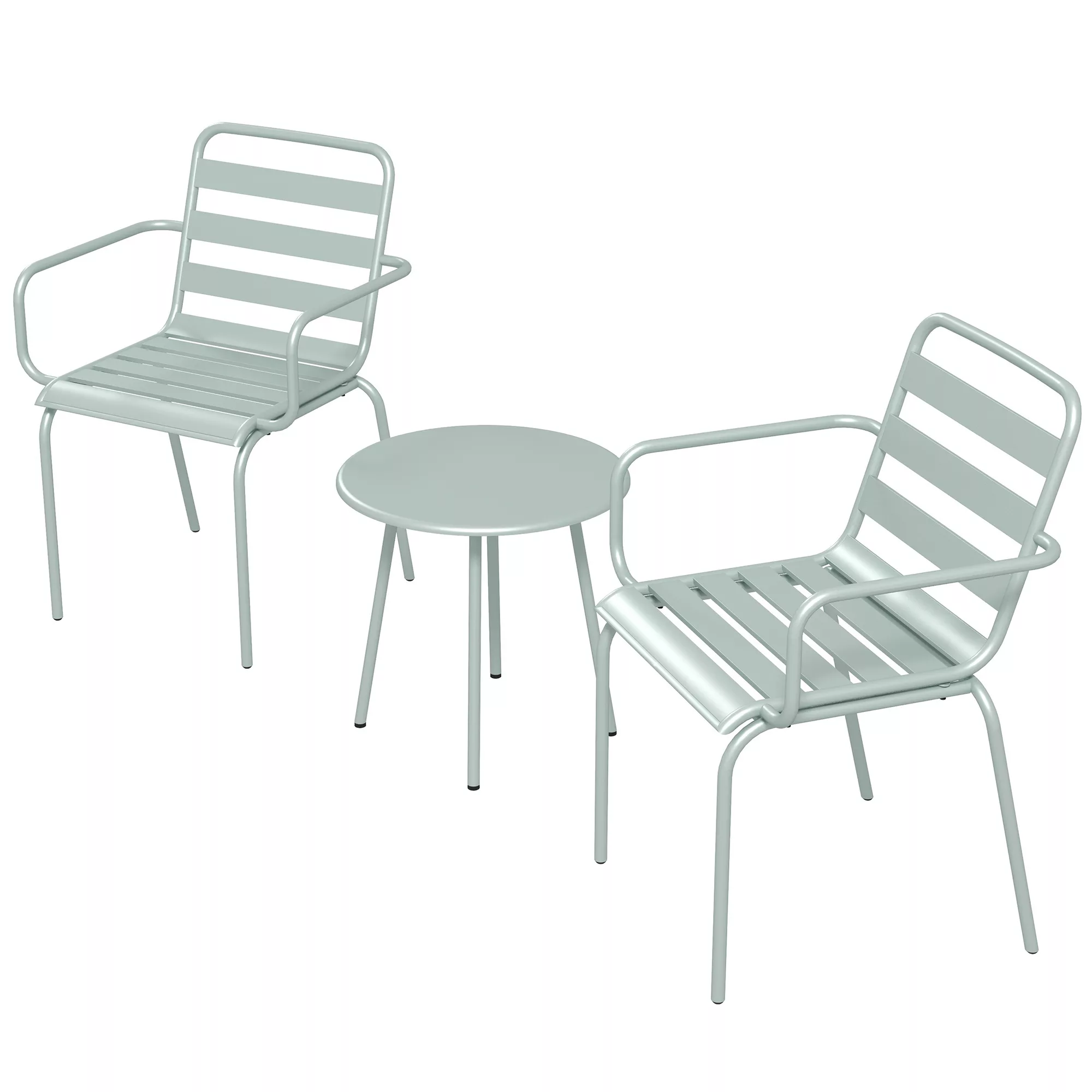 Outsunny 3tlg. Bistroset Gartenmöbel Set mit 1 Couchtisch, 2 Stapelbaren St günstig online kaufen