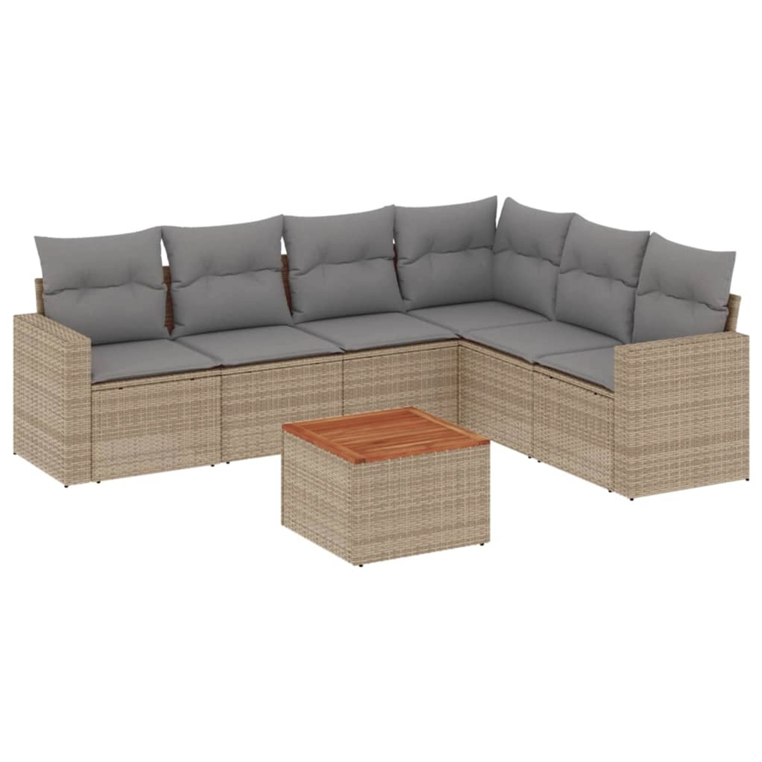 vidaXL 7-Tlg Garten-Sofagarnitur mit Kissen Beige Poly Rattan 3224141 günstig online kaufen