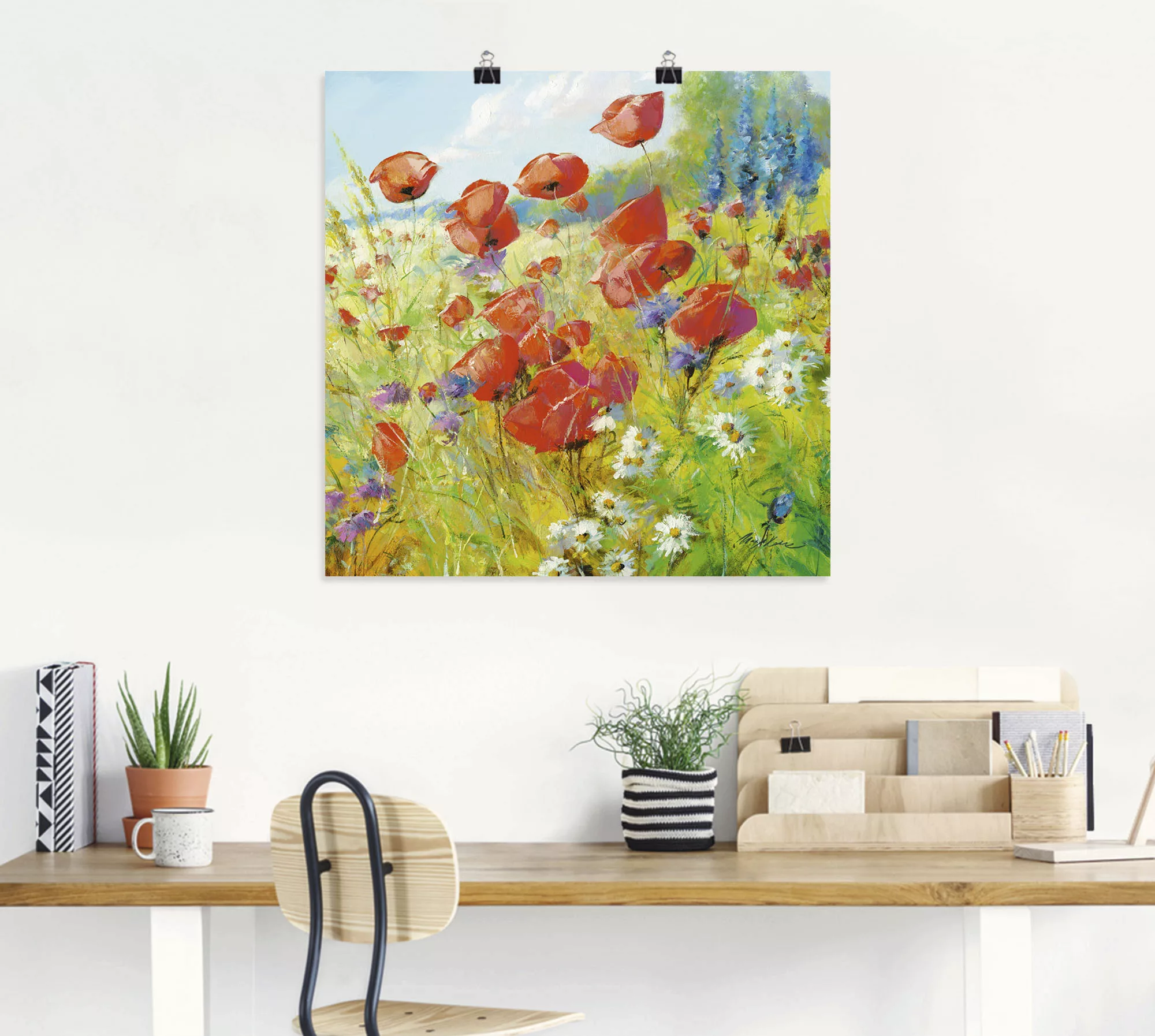 Artland Wandbild "Sommerwiese mit Mohnblumen", Blumenwiese, (1 St.), als Al günstig online kaufen