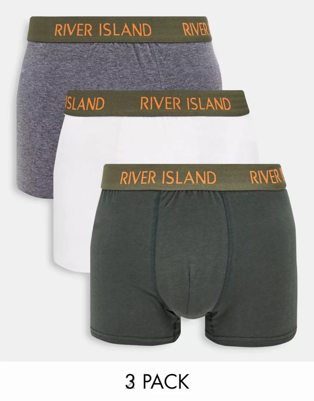 River Island – Hüftslips im 3-er Set in Khaki-Grün günstig online kaufen