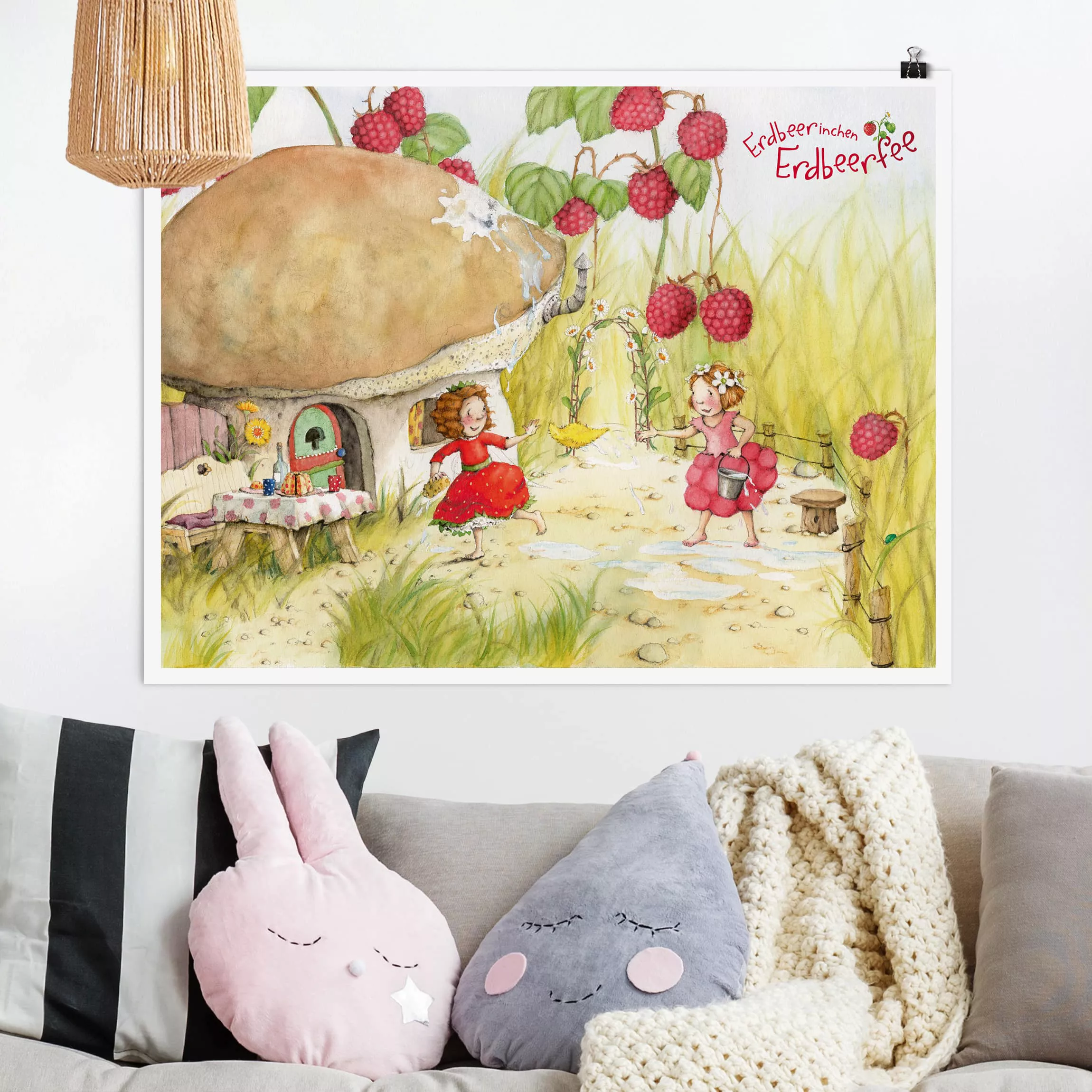 Poster Kinderzimmer - Querformat Erdbeerinchen Erdbeerfee - Unter dem Himbe günstig online kaufen
