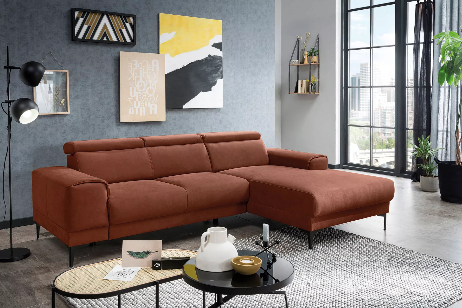 exxpo - sofa fashion Ecksofa "Ophelia, L-Form", mit 3 Kopfstützen, wahlweis günstig online kaufen