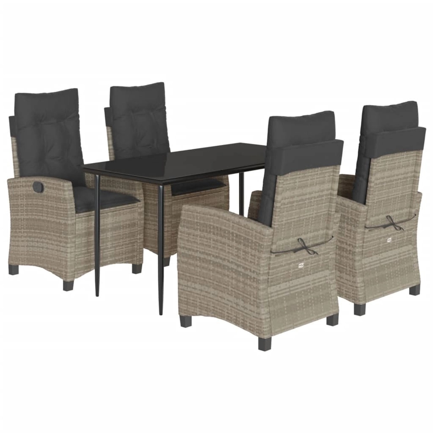 vidaXL 5-Tlg Garten-Essgruppe mit Kissen Hellgrau Poly Rattan 3212845 günstig online kaufen