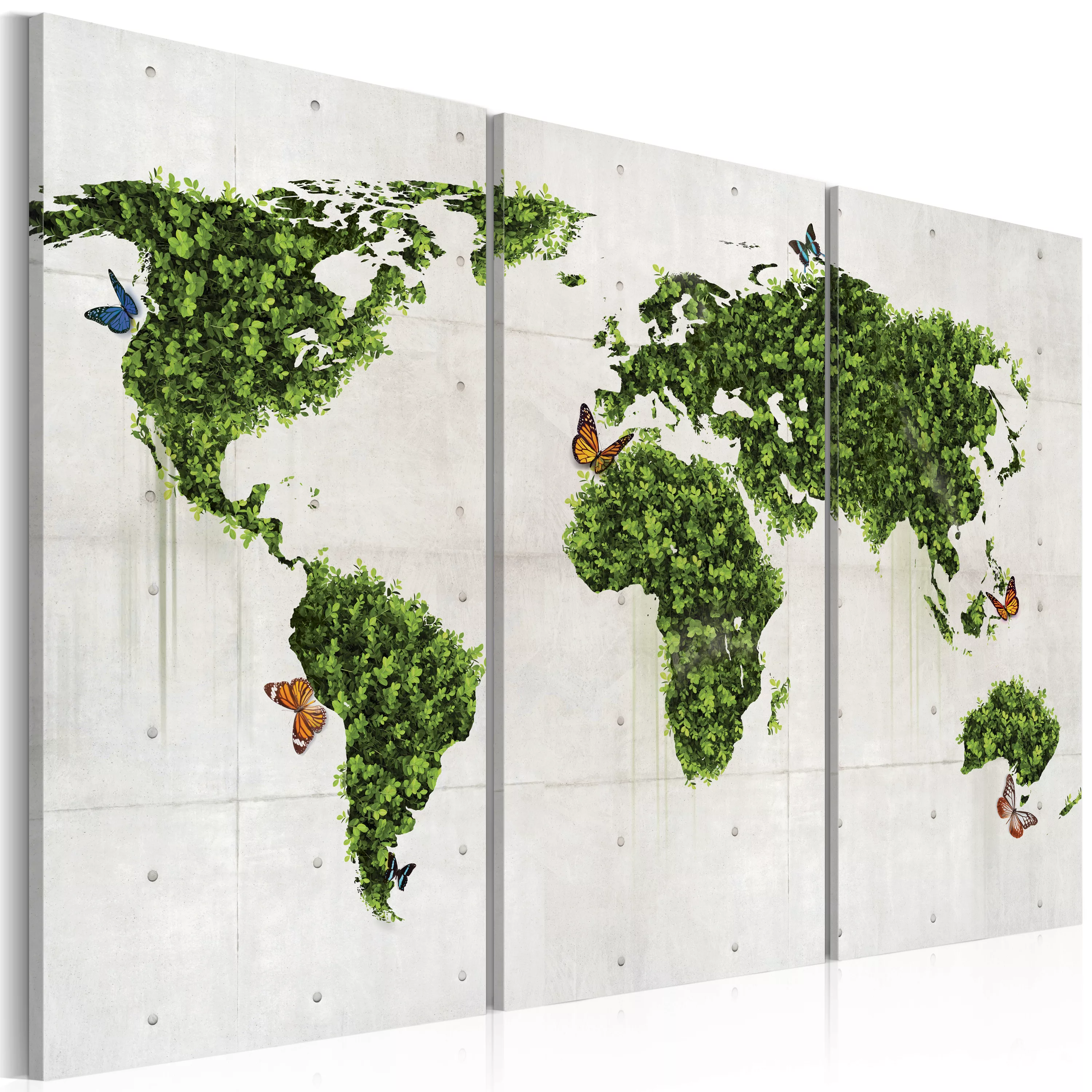 Wandbild - Grünes Land Der Schmetterlinge - Triptychon günstig online kaufen