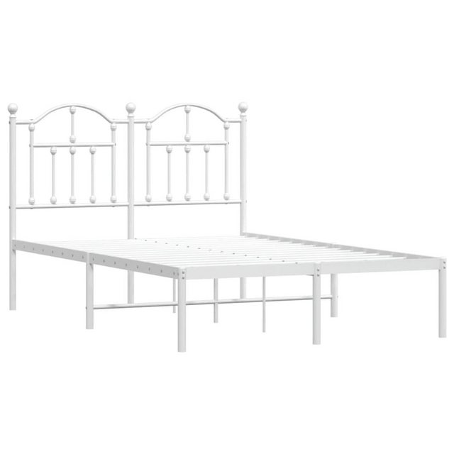 vidaXL Bettgestell Bettrahmen mit Kopfteil Metall Weiß 120x200 cm Bett Bett günstig online kaufen