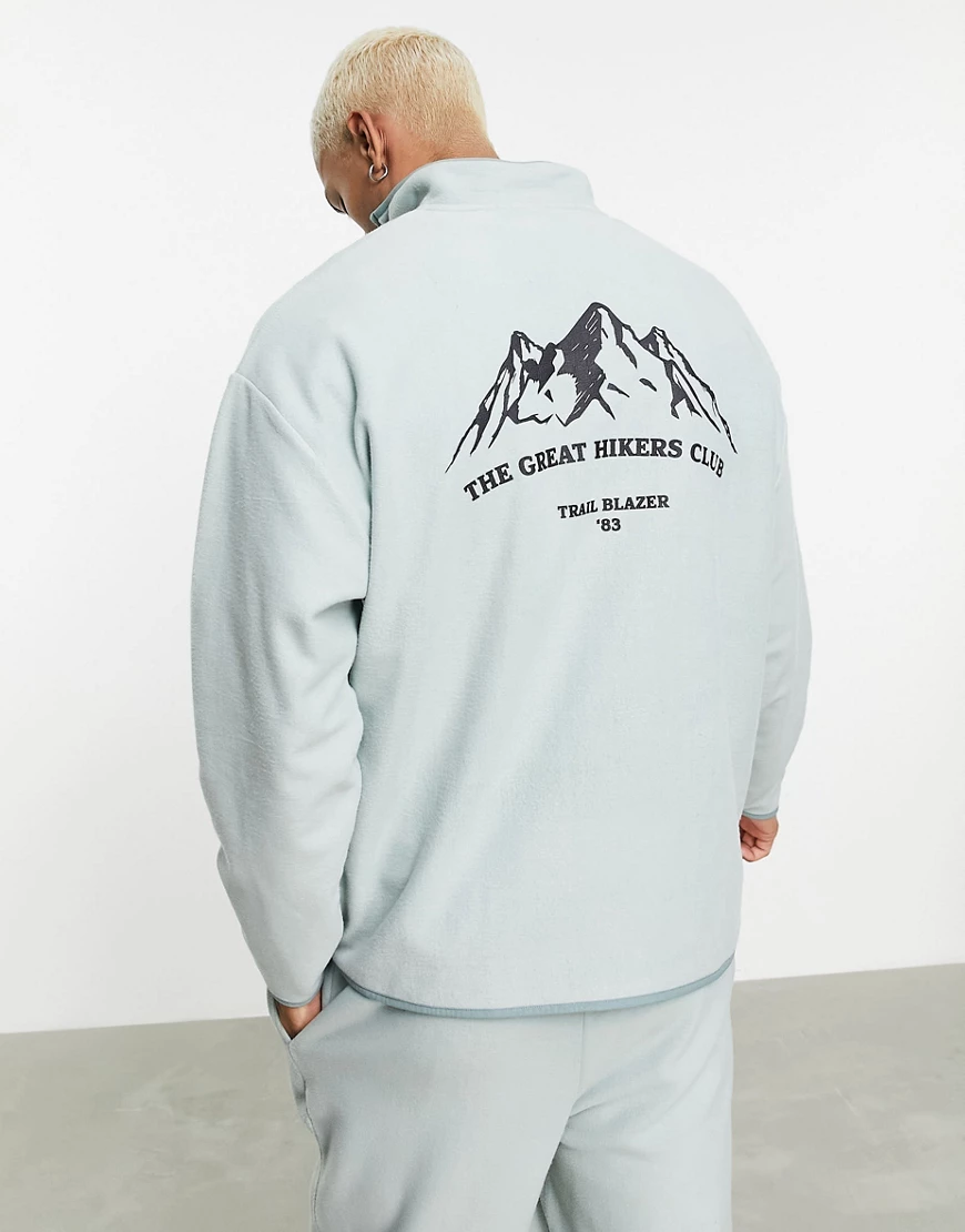 ASOS DESIGN – Oversize-Sweatshirts aus Polar-Fleece in Grün mit kurzem Reiß günstig online kaufen