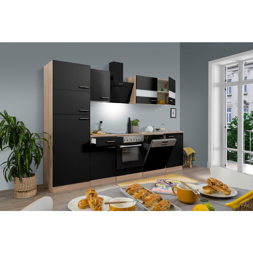 Respekta Küchenblock Economy schwarz B/H/T: ca. 280x200x60 cm günstig online kaufen