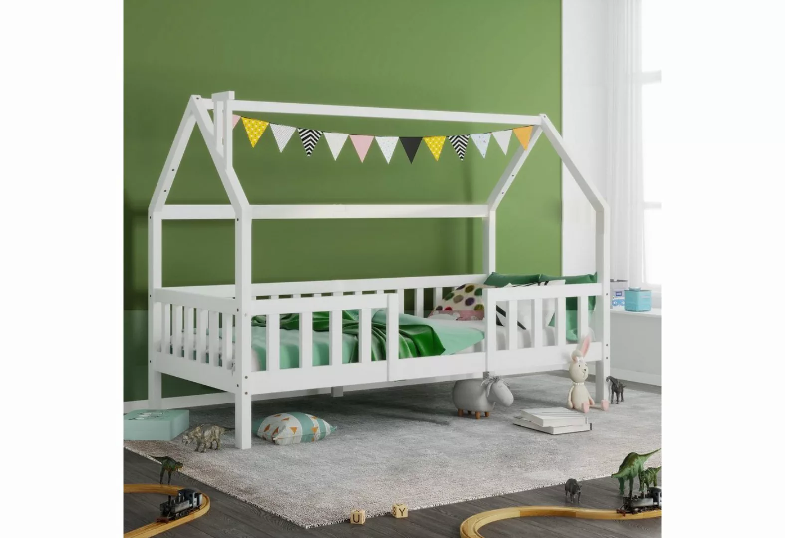 SOFTWEARY Kinderbett (Hausbett mit Lattenrost, 90x200 cm), Einzelbett inkl. günstig online kaufen