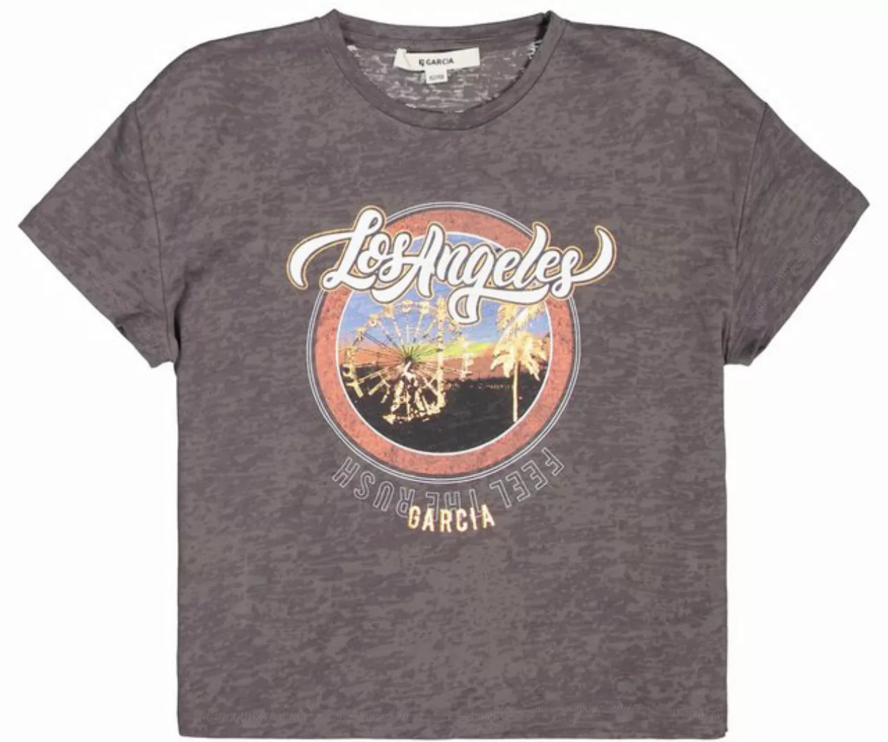Garcia T-Shirt Ausbrenner-Effekt in mittelgrau melange günstig online kaufen