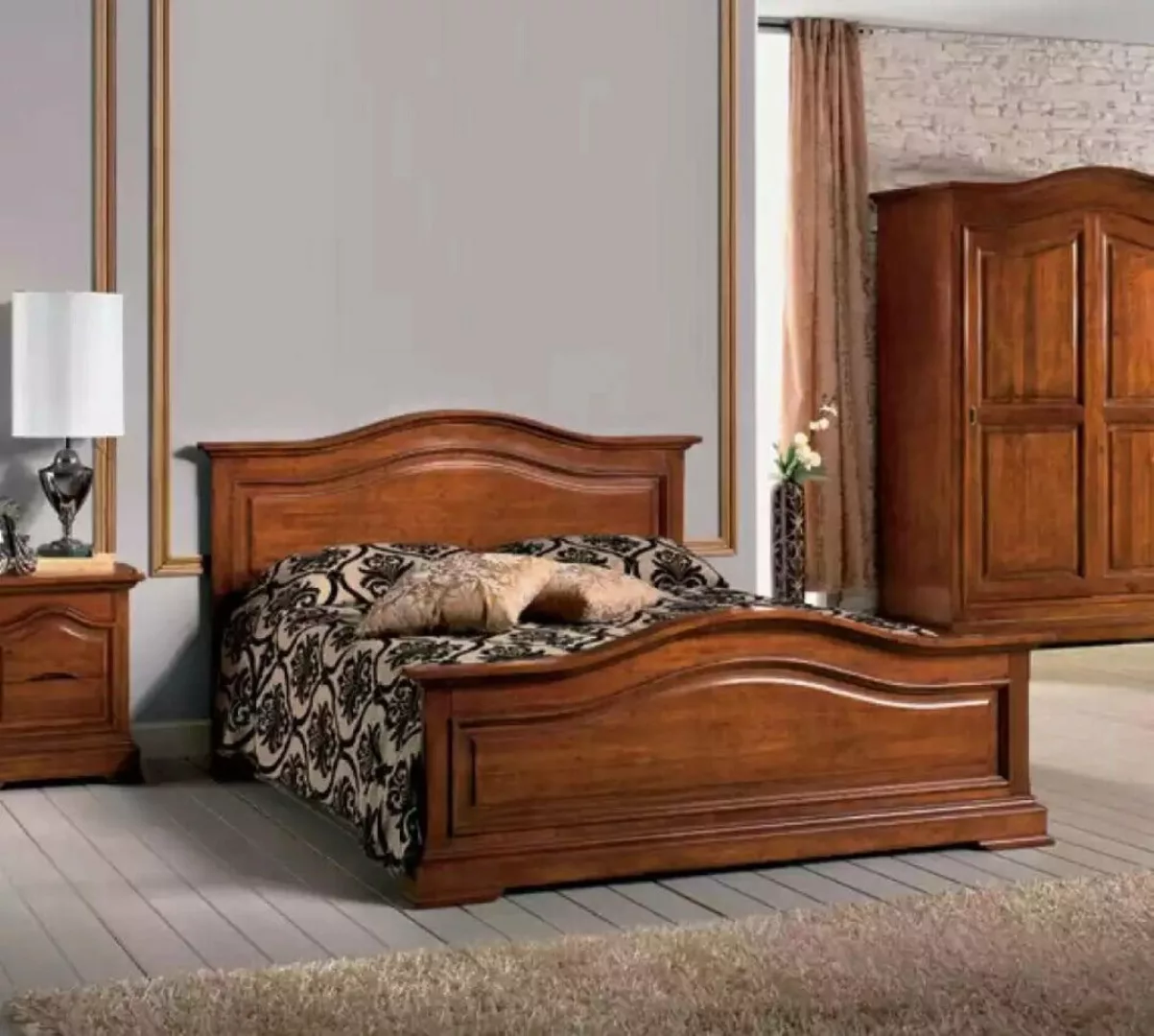 JVmoebel Bett Braun Doppel Bett Italienische Möbel Holz Schlafzimmer Neu (1 günstig online kaufen