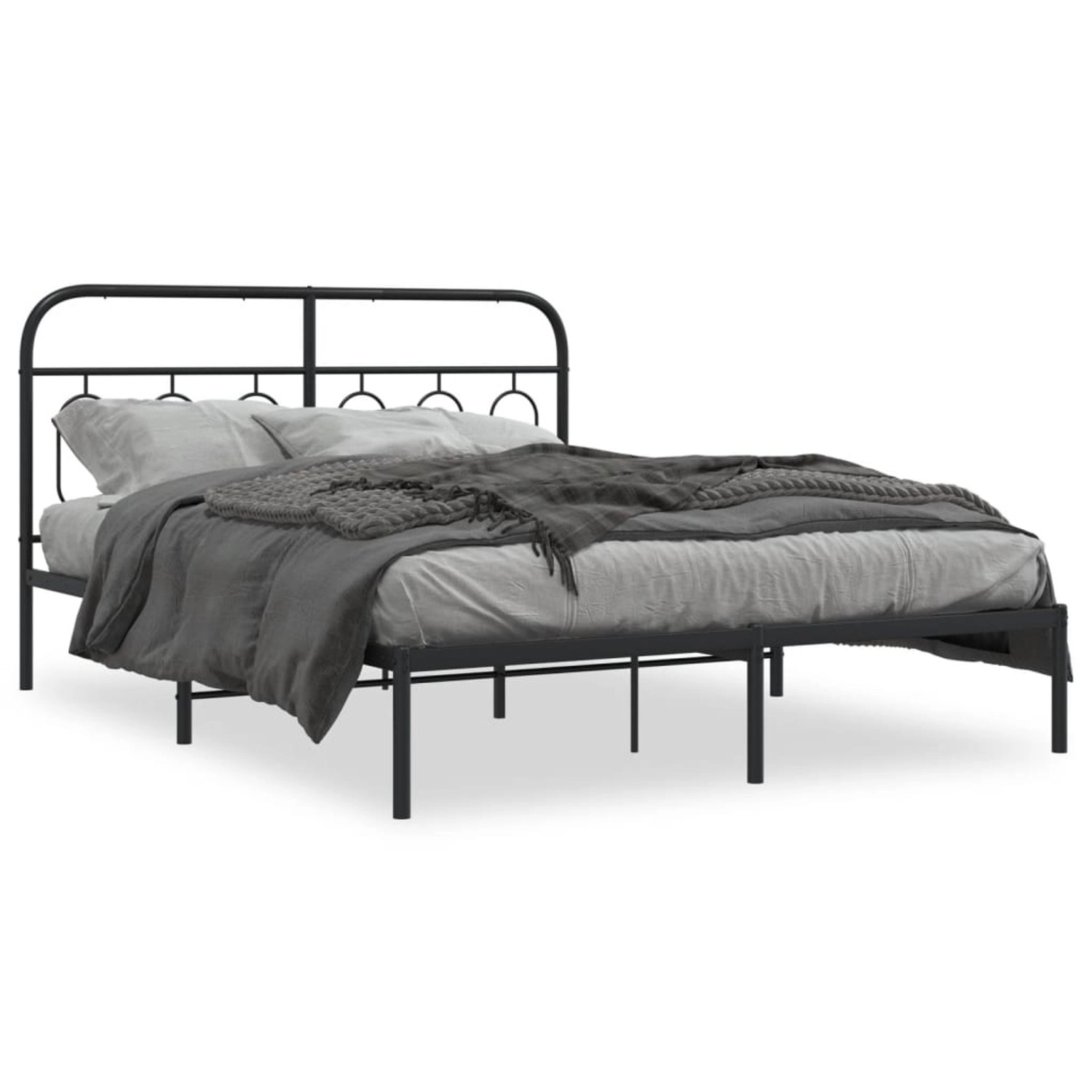 vidaXL Bett, Bettgestell mit Kopf- und Fußteil Metall Schwarz 120x190 cm günstig online kaufen