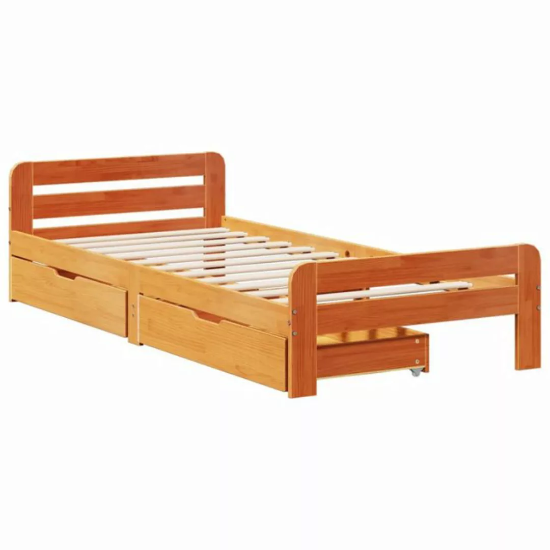 vidaXL Bett Massivholzbett ohne Matratze Wachsbraun 75x190 cm Kiefernholz günstig online kaufen