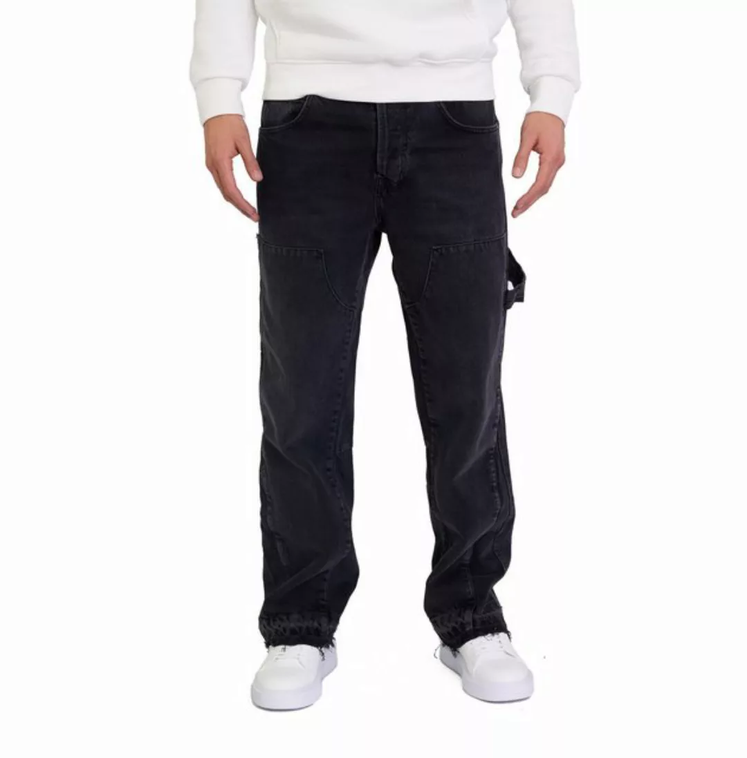 Denim Distriqt Workerjeans Lässige Double Knee Baggy Worker Jeans Schwarz W günstig online kaufen