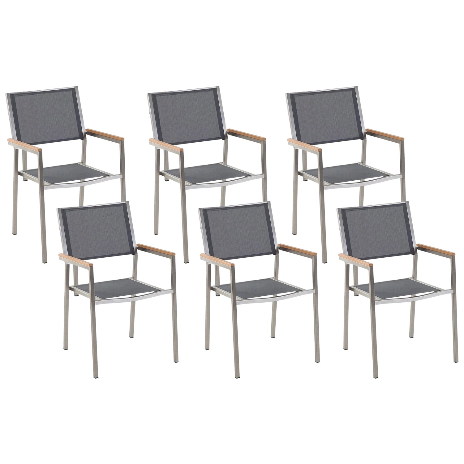 Beliani Gartenstuhl Grau Silber Heller Holzfarbton 58x55x87 günstig online kaufen