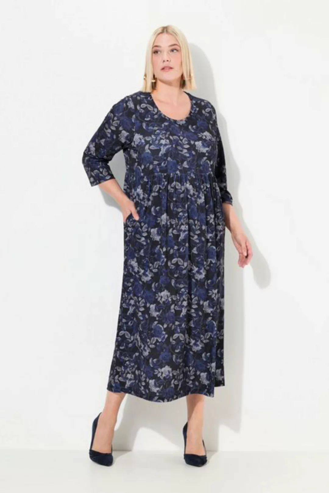 Ulla Popken Sommerkleid Jerseykleid A-Linie Blumenmuster günstig online kaufen