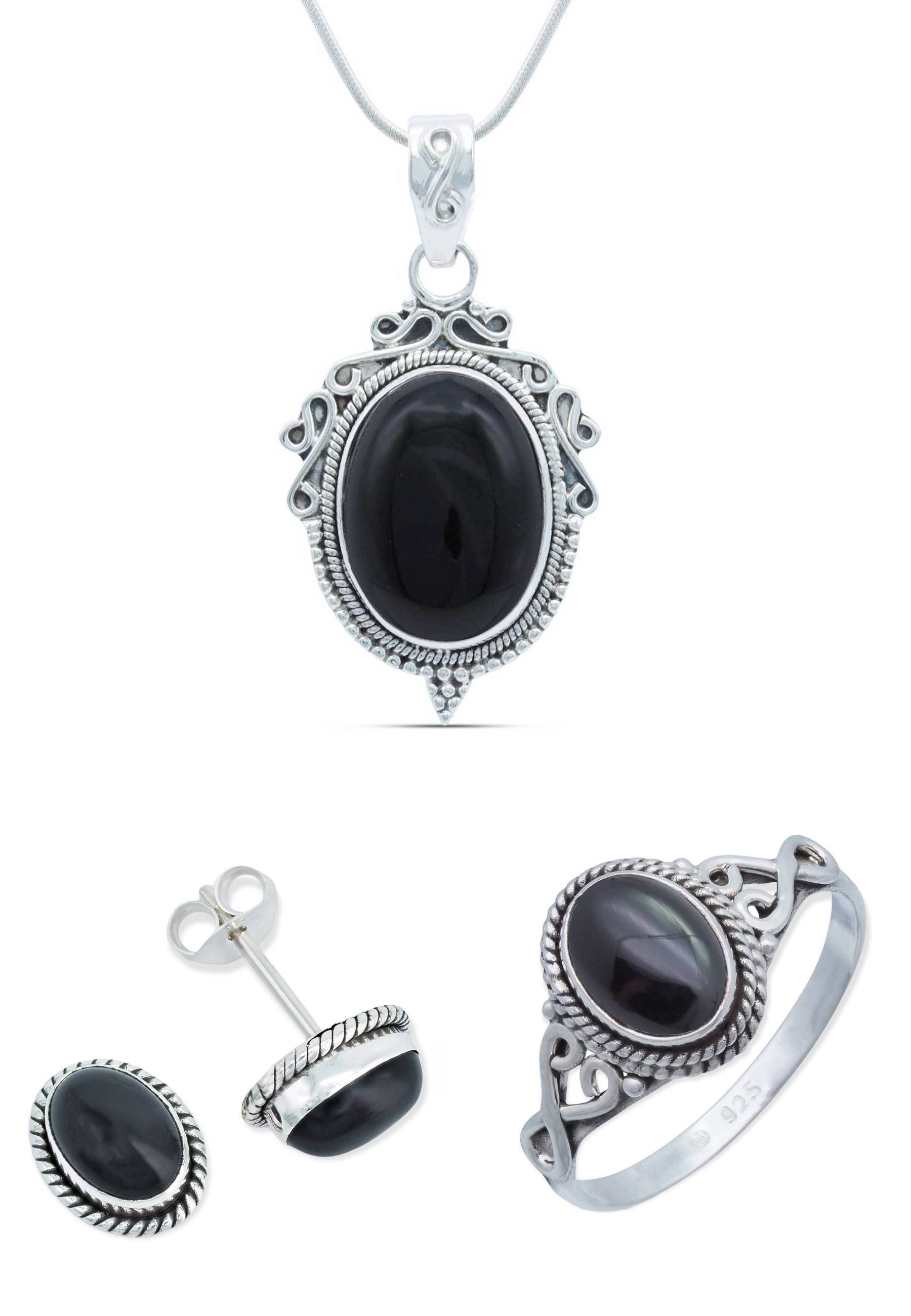 mantraroma Schmuckset 925er Silber mit Onyx günstig online kaufen