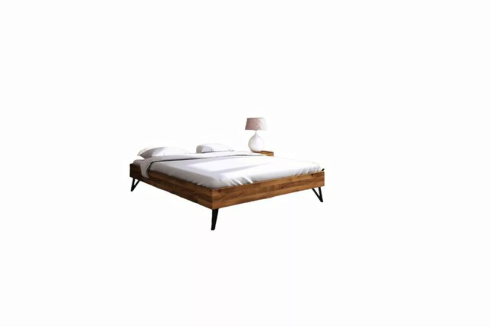 Natur24 Einzelbett Bett Rolo 3 Sonderlänge 140x210 Wildeiche Metallbeine oh günstig online kaufen