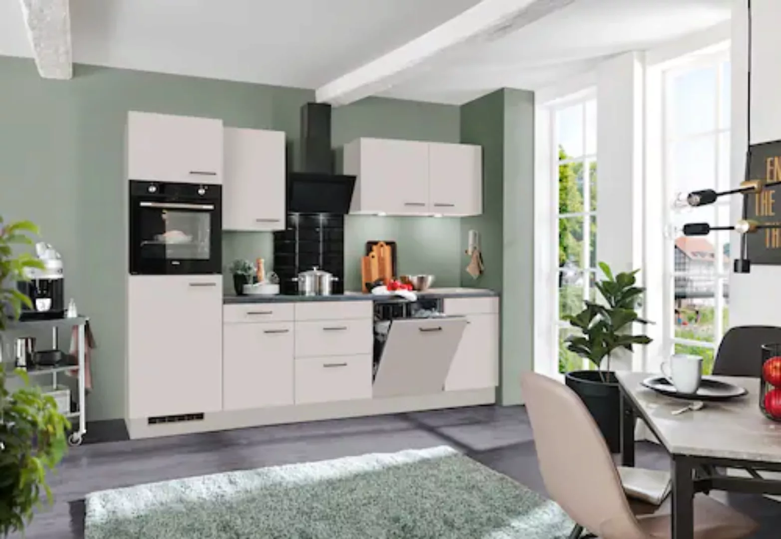 wiho Küchen Küche »Nisos«, Soft-Close, 280 cm, Backofen matt schwarz, Teles günstig online kaufen