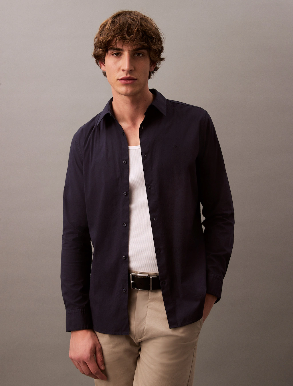 Calvin Klein Langarmhemd "LONG SLEEVE SOLID STRETCH SLIM SHIRT", in Unifarb günstig online kaufen