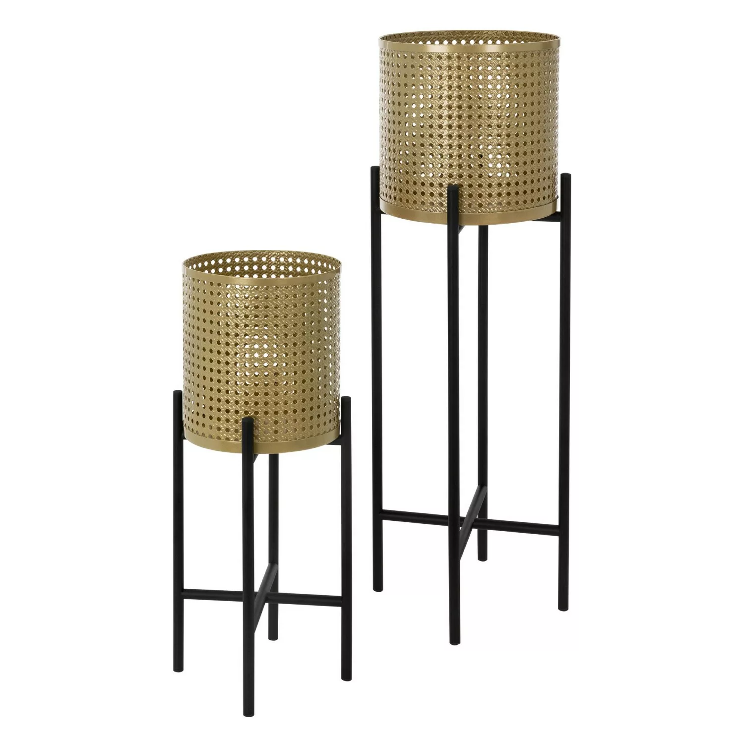 ML-Design Blumenständer 2Er Set Schwarz-Gold 17x17x55 cm19x19x75,5 cm aus S günstig online kaufen