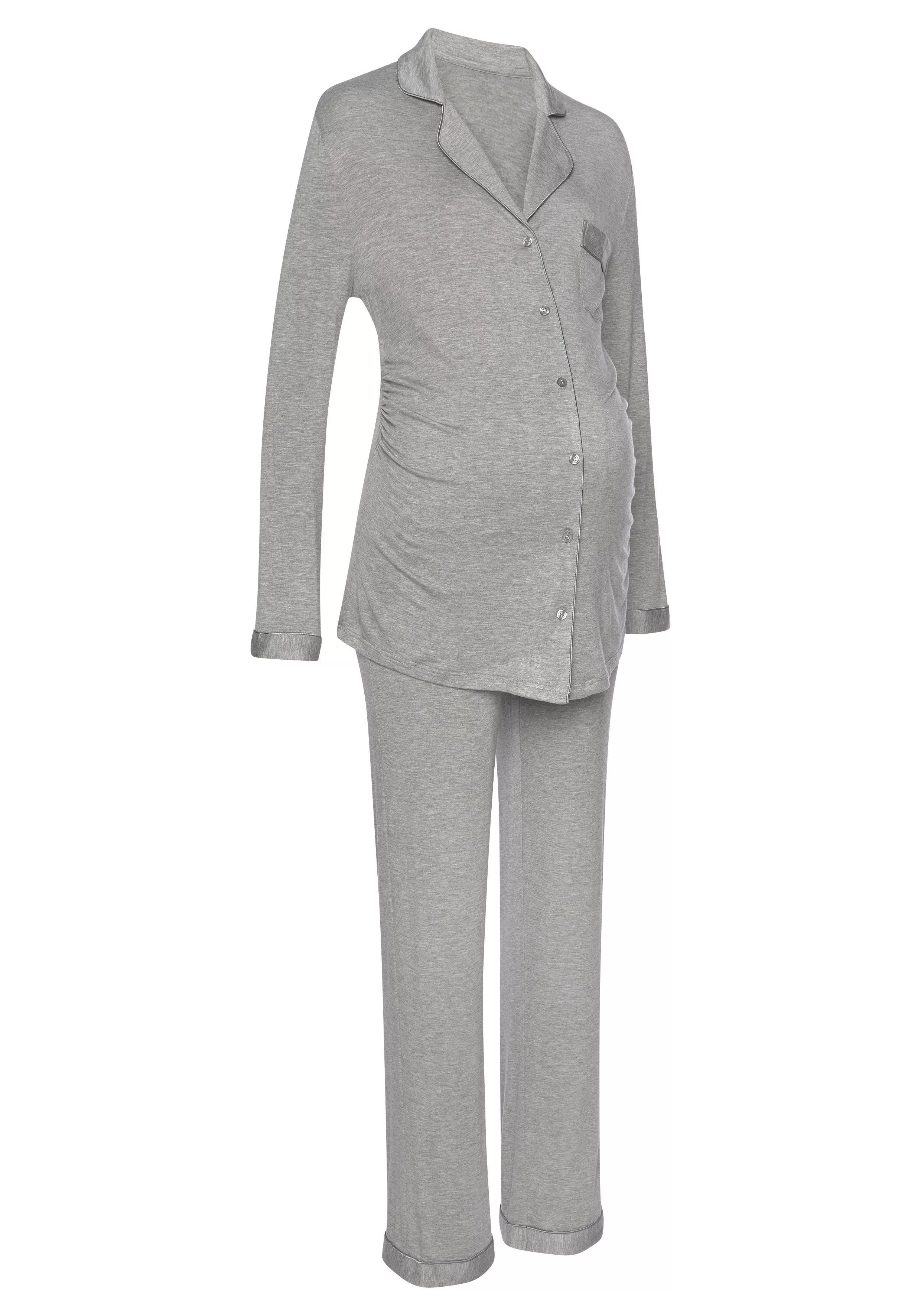 LASCANA Umstandspyjama (2 tlg) mit Knopfleiste und Raffung an der Seitennah günstig online kaufen