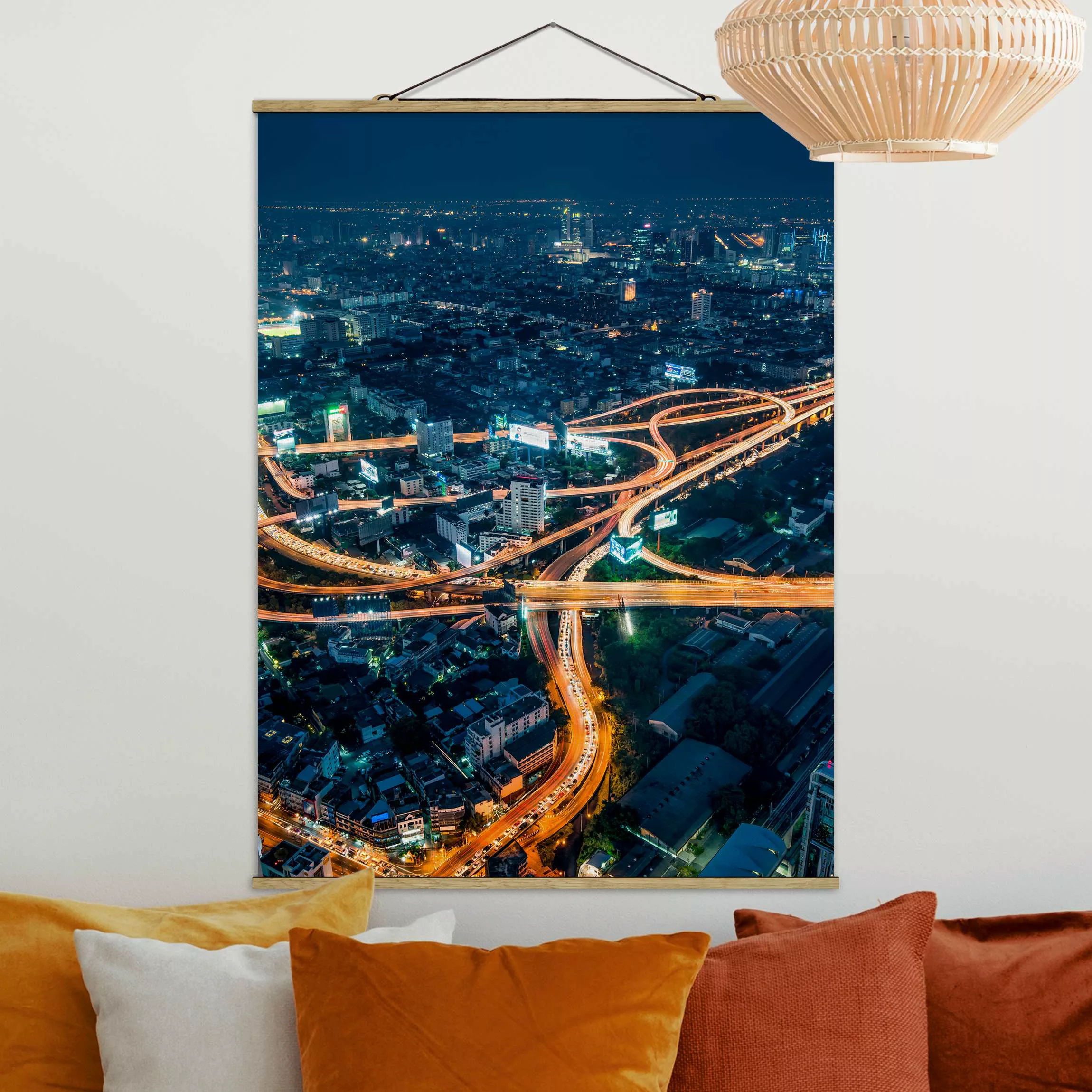 Stoffbild mit Posterleisten Eine Nacht in Bangkok günstig online kaufen