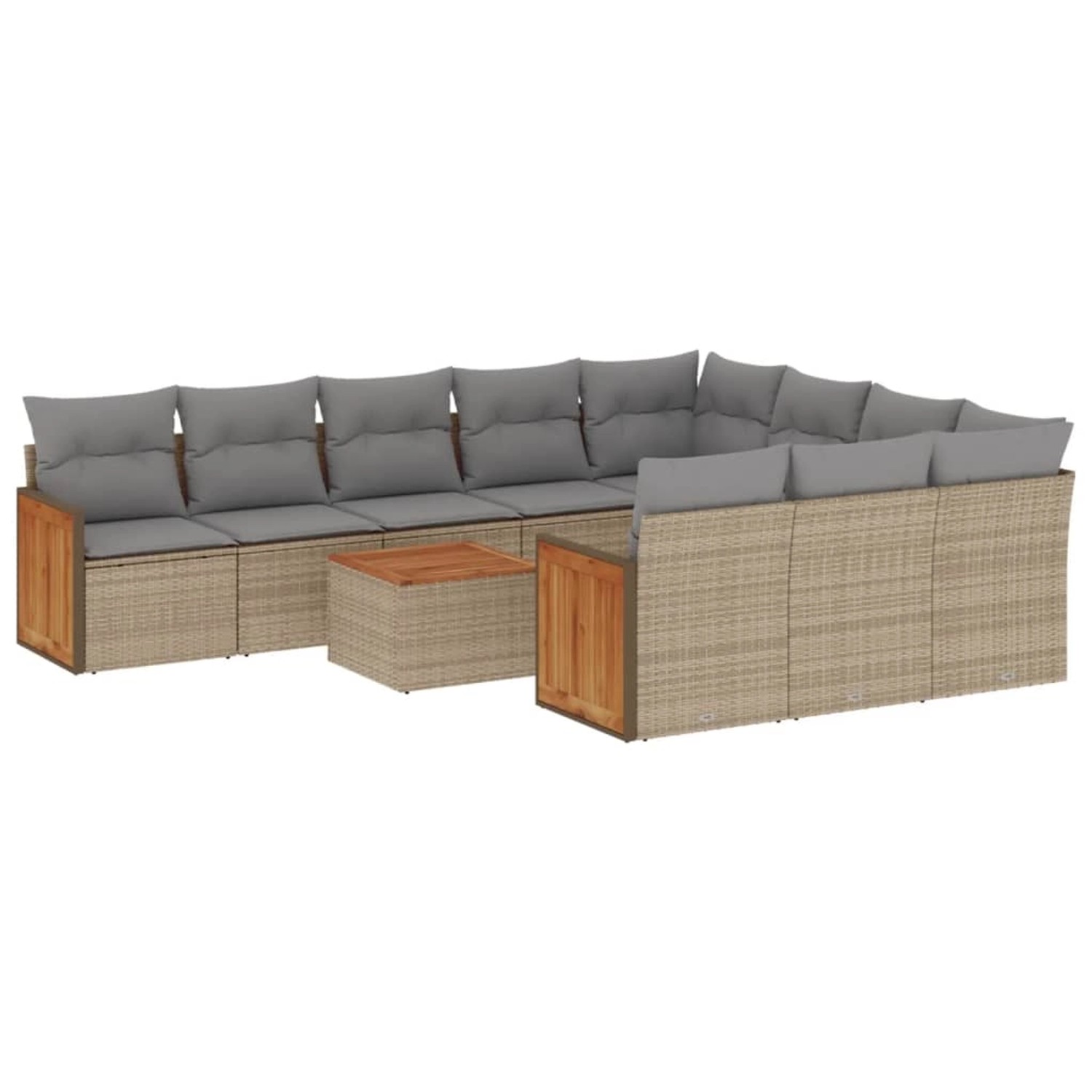 vidaXL 11-Tlg Garten-Sofagarnitur mit Kissen Beige Poly Rattan 3228026 günstig online kaufen