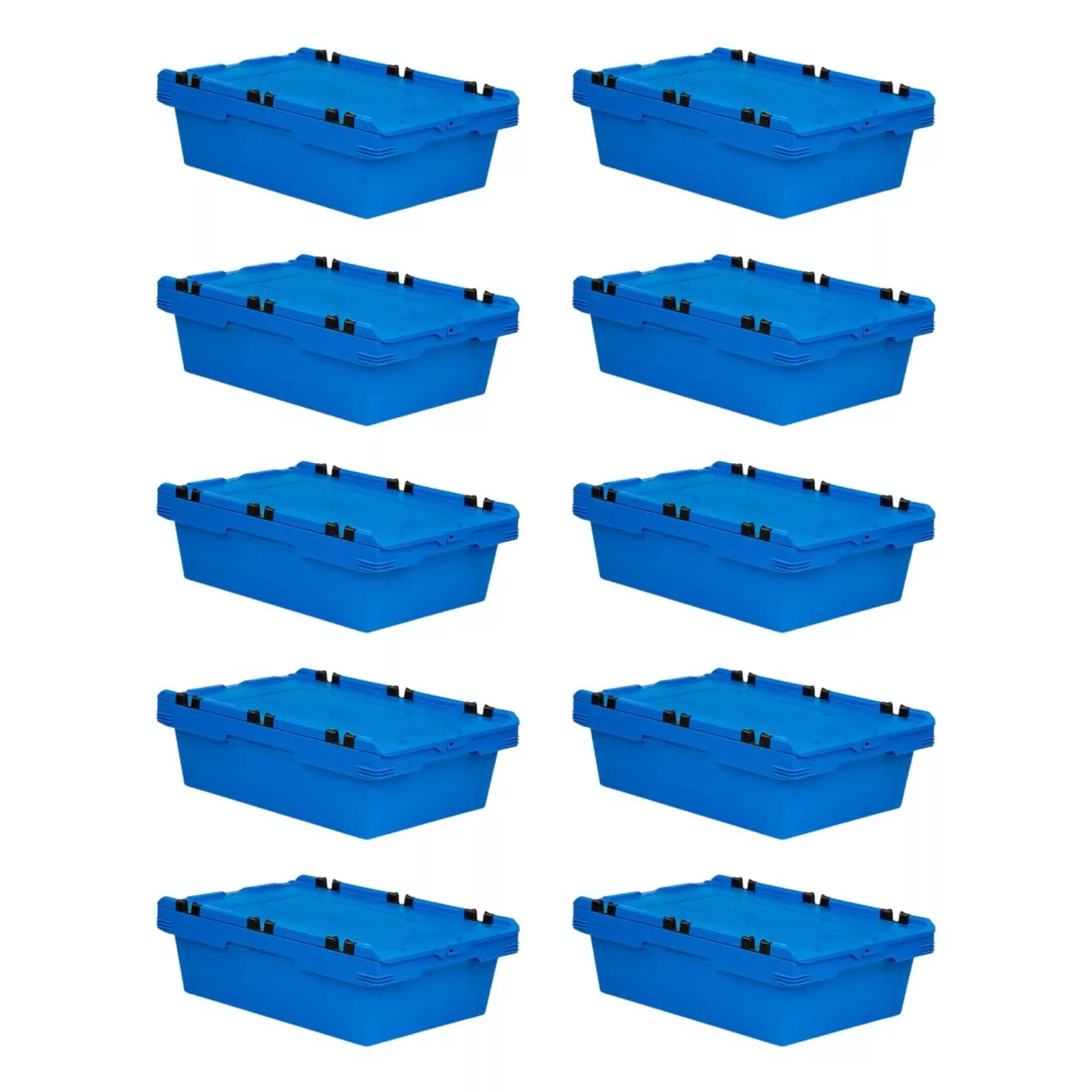 PROREGAL Mega Deal 10x Conical Mehrweg-Stapelbehälter mit Krokodildeckel Bl günstig online kaufen