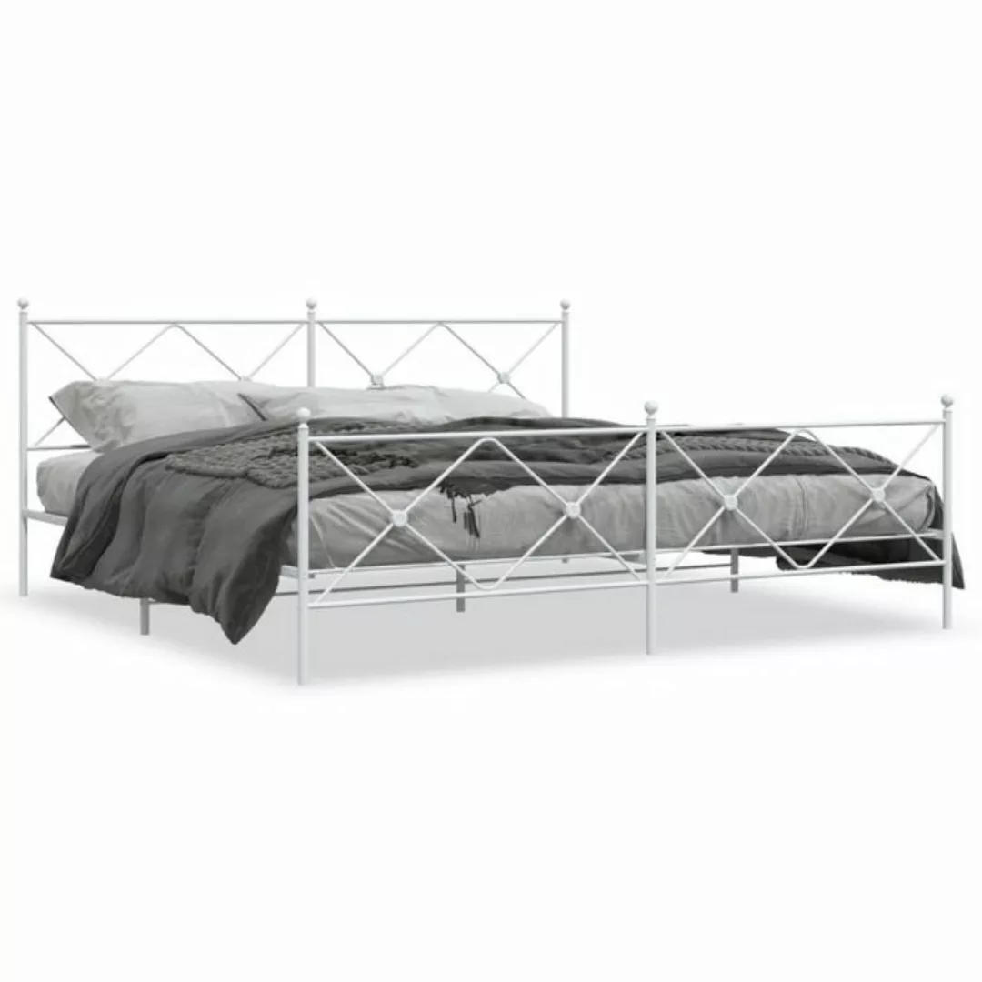 vidaXL Bett Bettgestell mit Kopf- und Fußteil Metall Weiß 193x203 cm günstig online kaufen