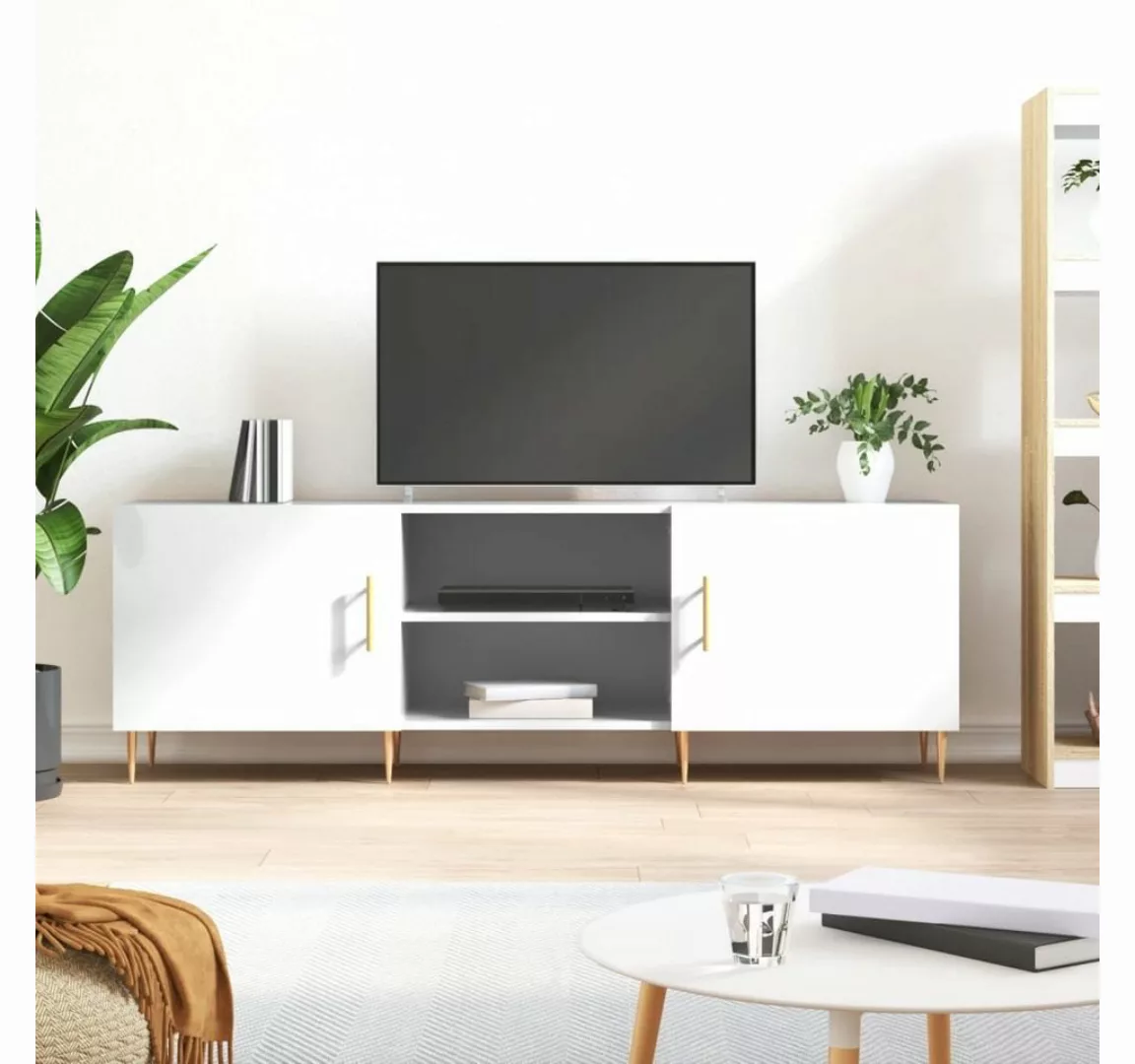 furnicato TV-Schrank Hochglanz-Weiß 150x30x50 cm Holzwerkstoff günstig online kaufen