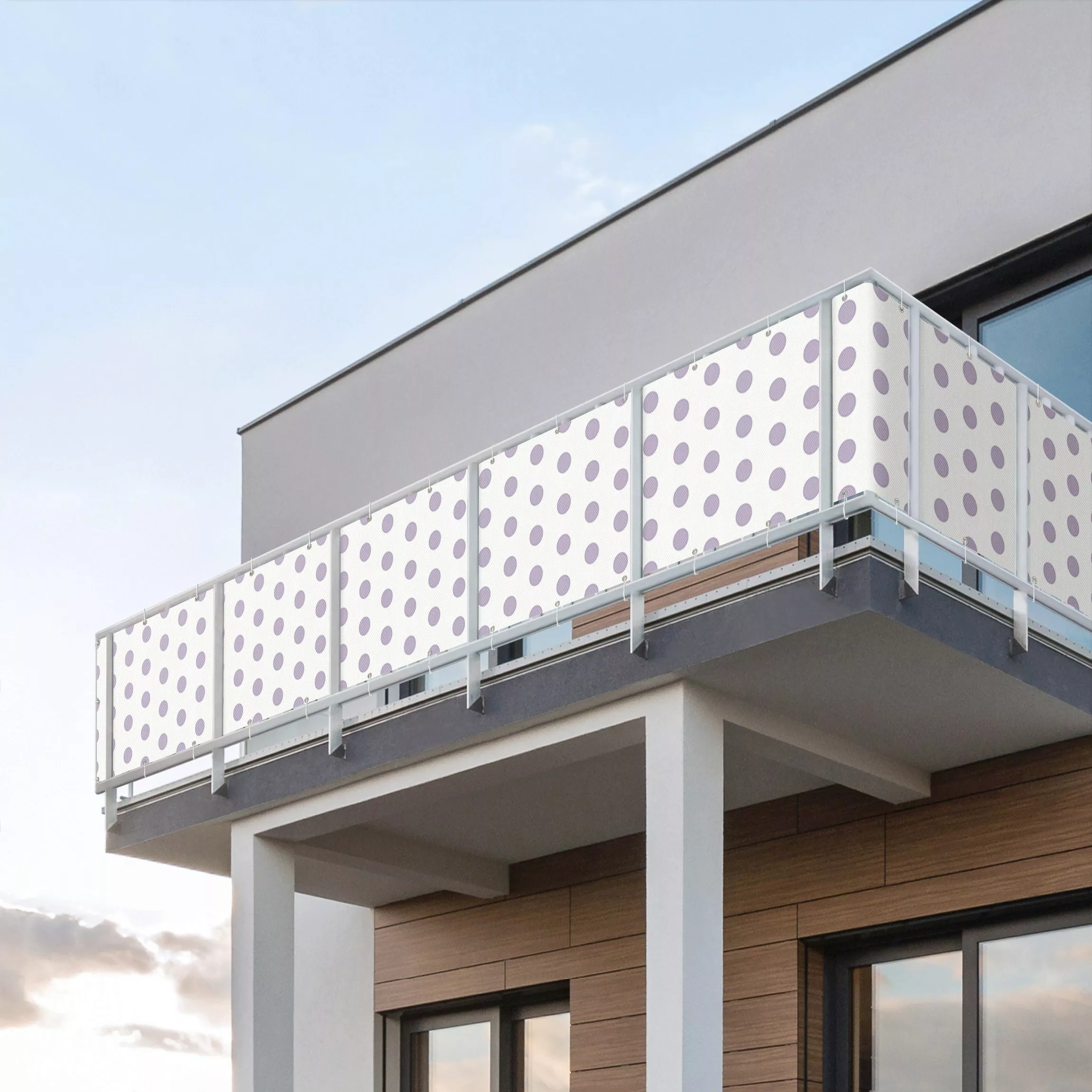 Balkon Sichtschutz Punkte in Lavendel günstig online kaufen