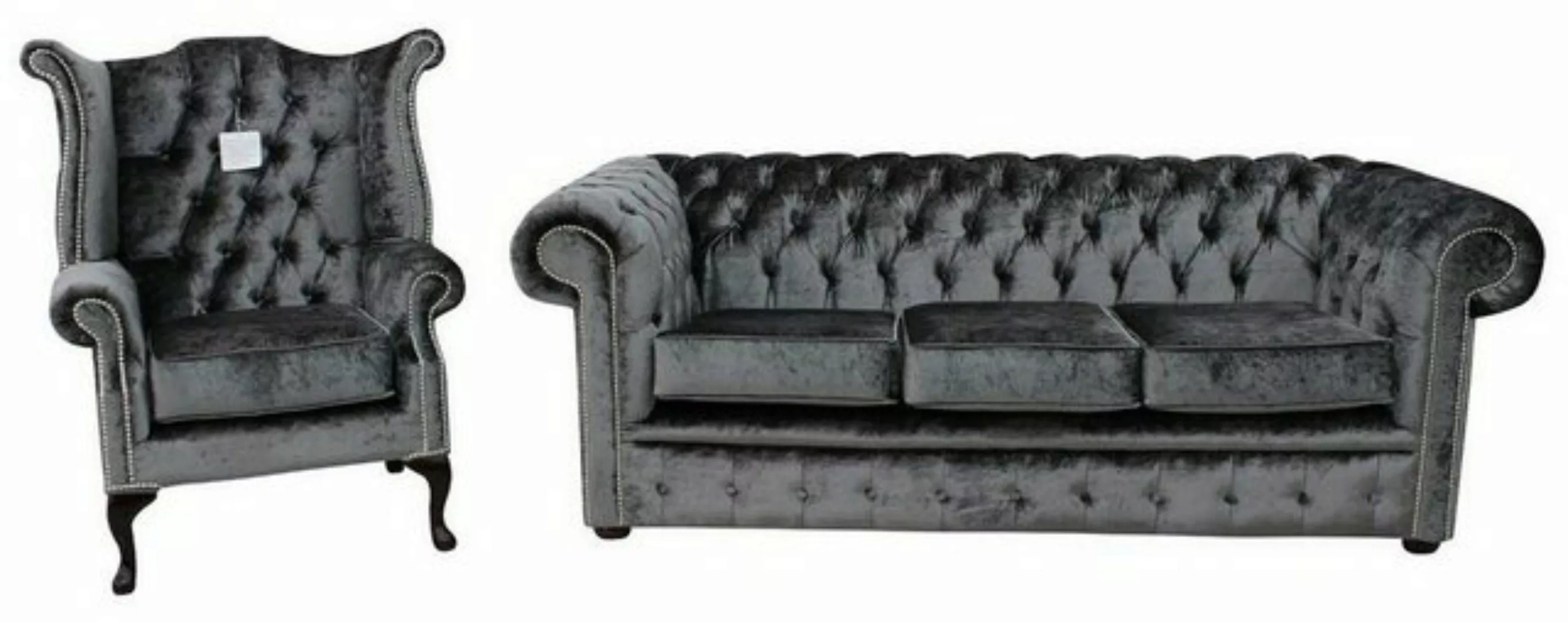 JVmoebel Chesterfield-Sofa Chesterfield Design Sofagarnitur 3 Sitz + Ohrens günstig online kaufen