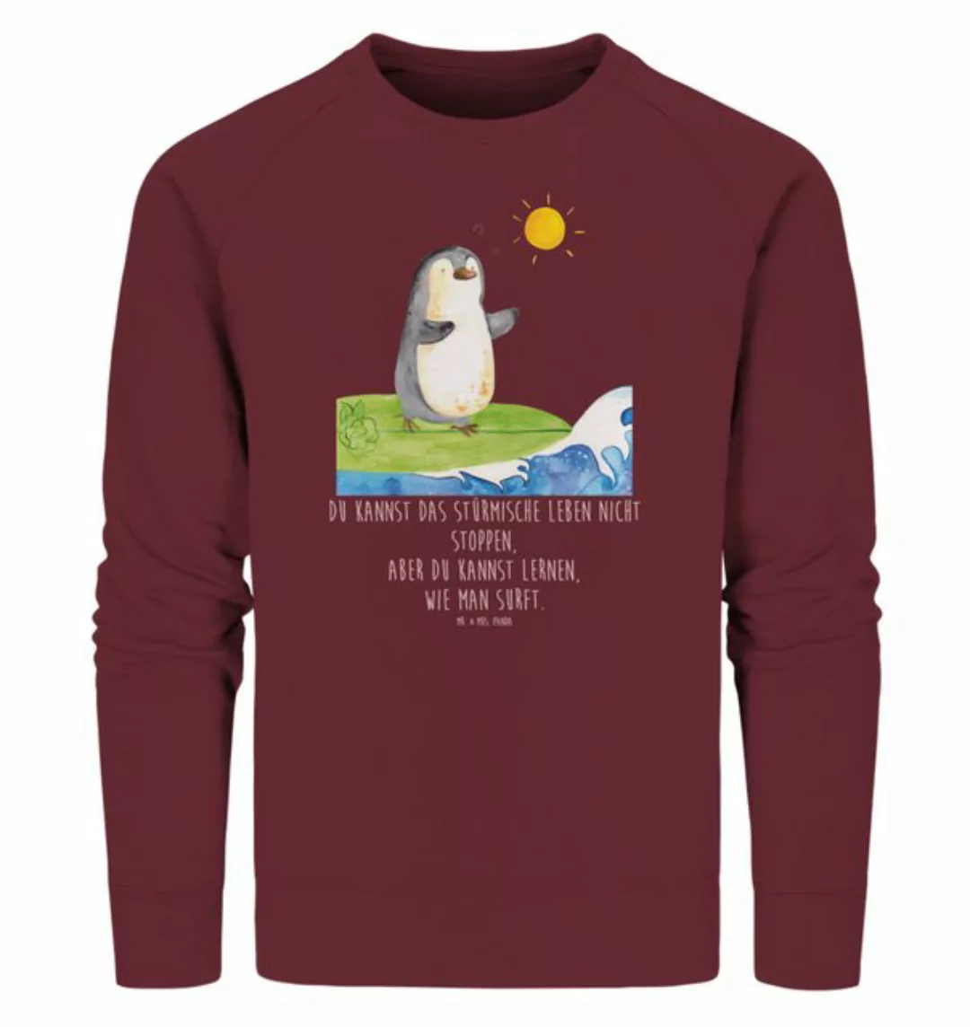 Mr. & Mrs. Panda Longpullover Größe M Pinguin Surfer - Burgundy - Geschenk, günstig online kaufen